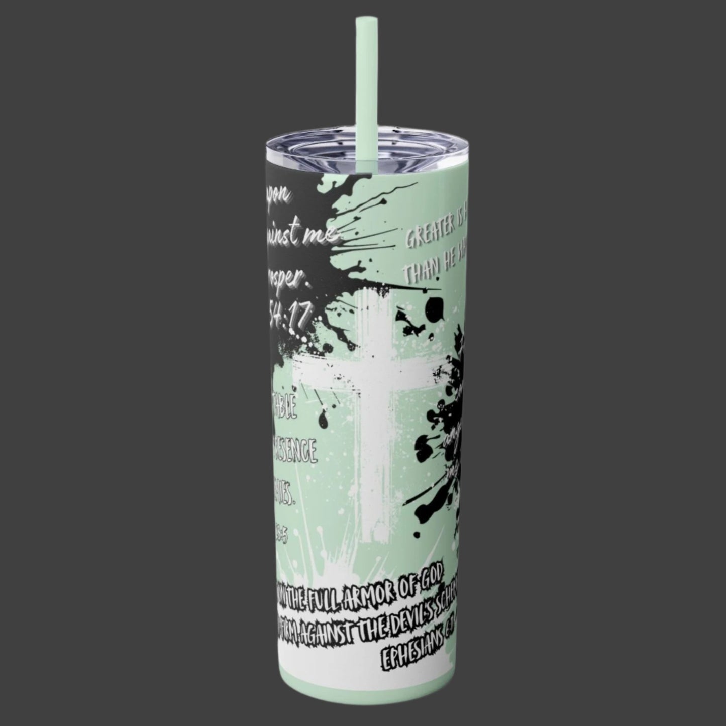 20oz Christian Tumbler With Straw. God's Protection Bible Verse Drink Cup