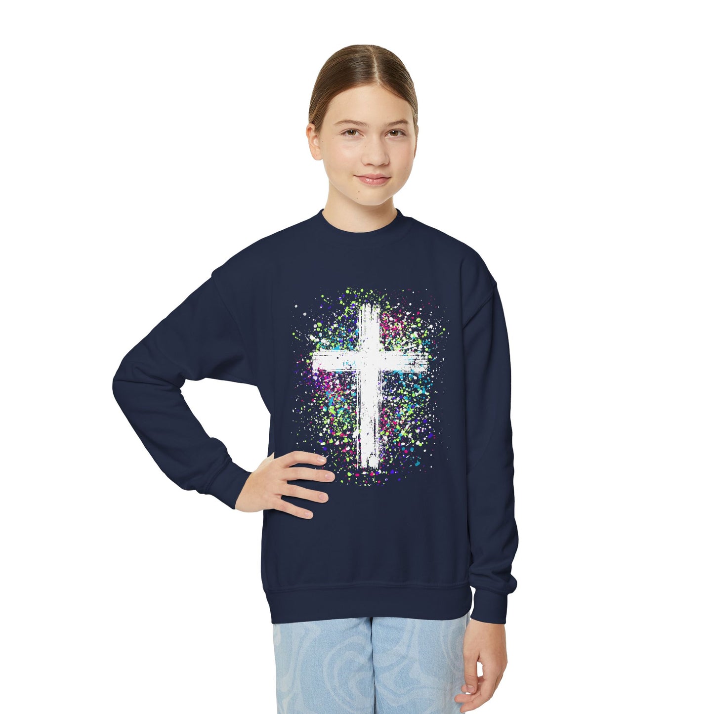 Kids Vibrant Cross Crewneck Sweatshirt