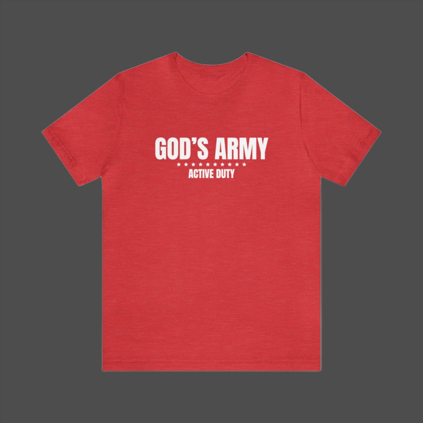 God's Army Active Duty Unisex Jersey Short Sleeve Tee. Cataldo Creations. Faith Based Apparel. Christian Clothing