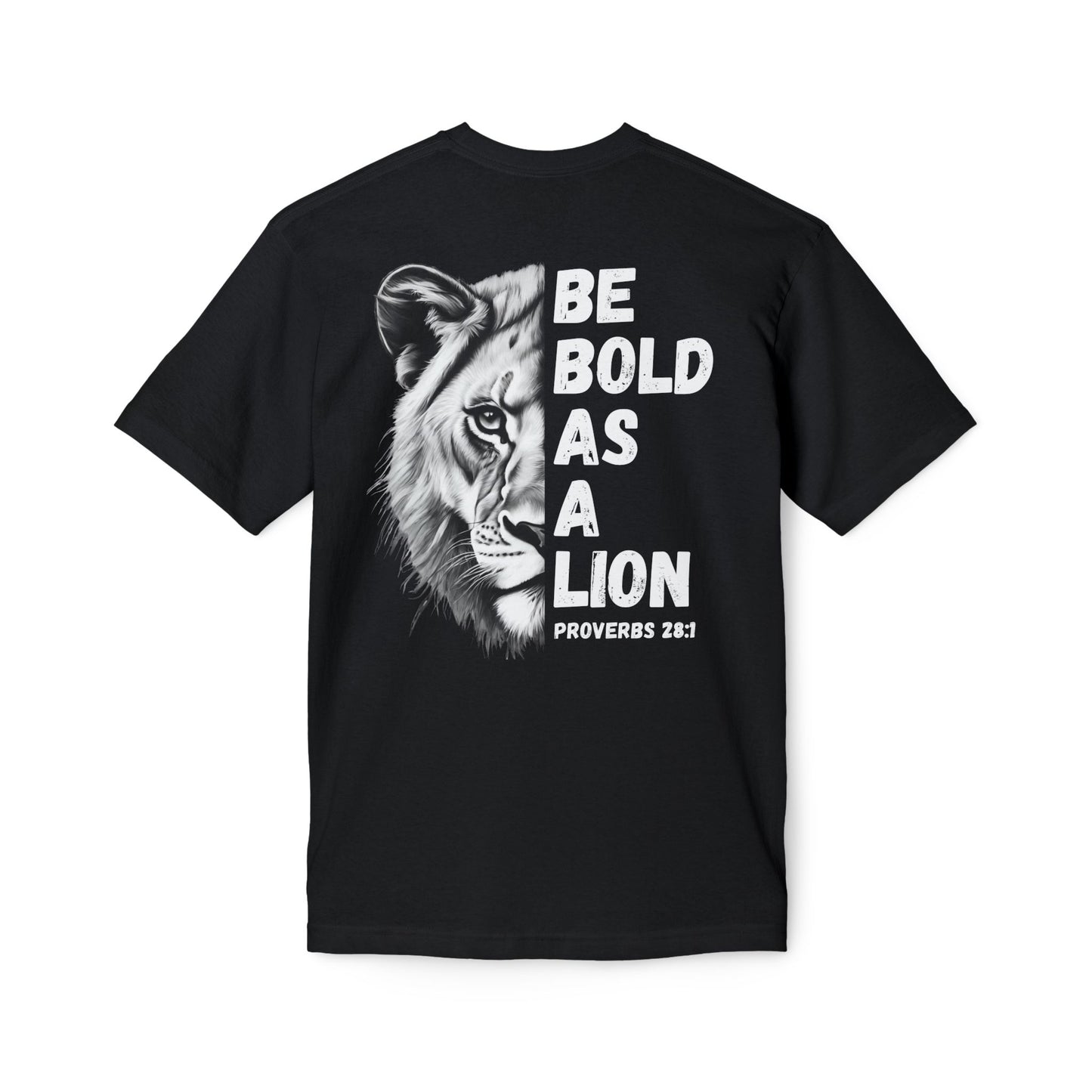 Made In The USA - Bold As A Lion Christian T-Shirt, Inspirational Tee, Faith Apparel, Proverbs 28:1