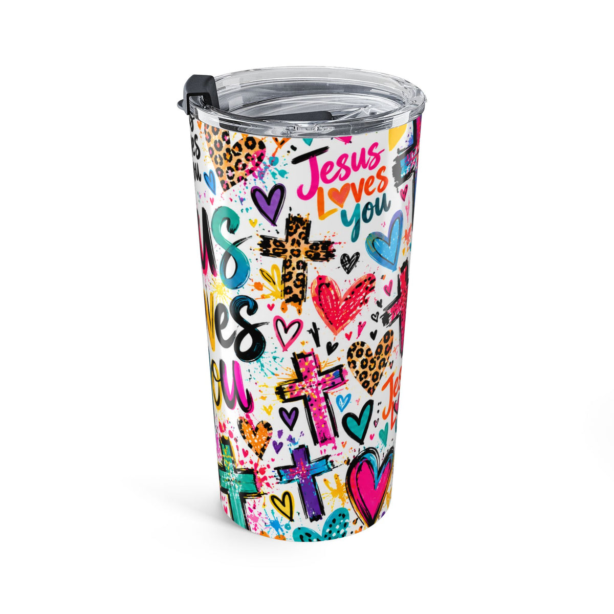 Jesus Loves You 20oz Tumbler | Colorful Christian Faith Cup with Lid