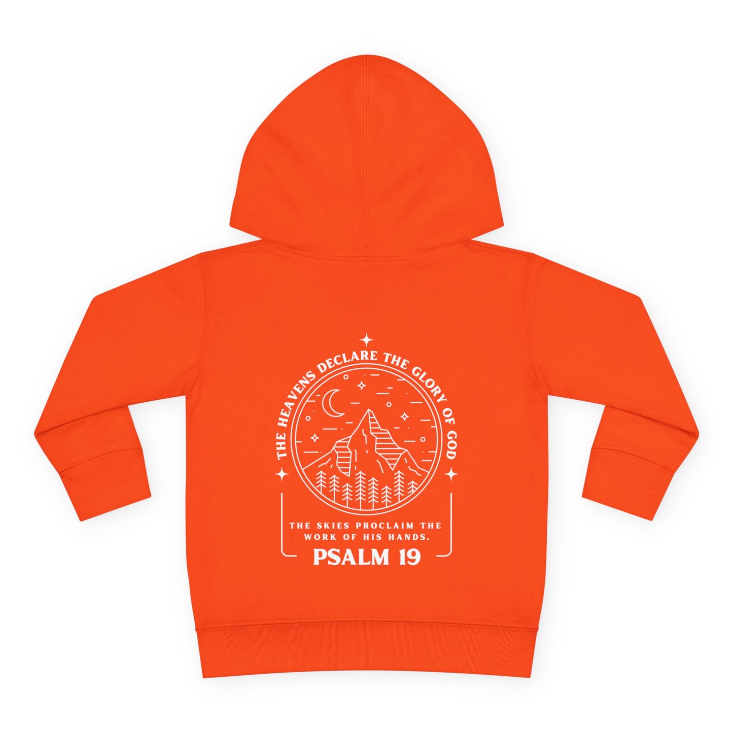 Toddler Psalm 19 'The Heavens Declare The Glory Of God' Pullover Fleece Hoodie, Christian Toddler Hooded Sweatshirt