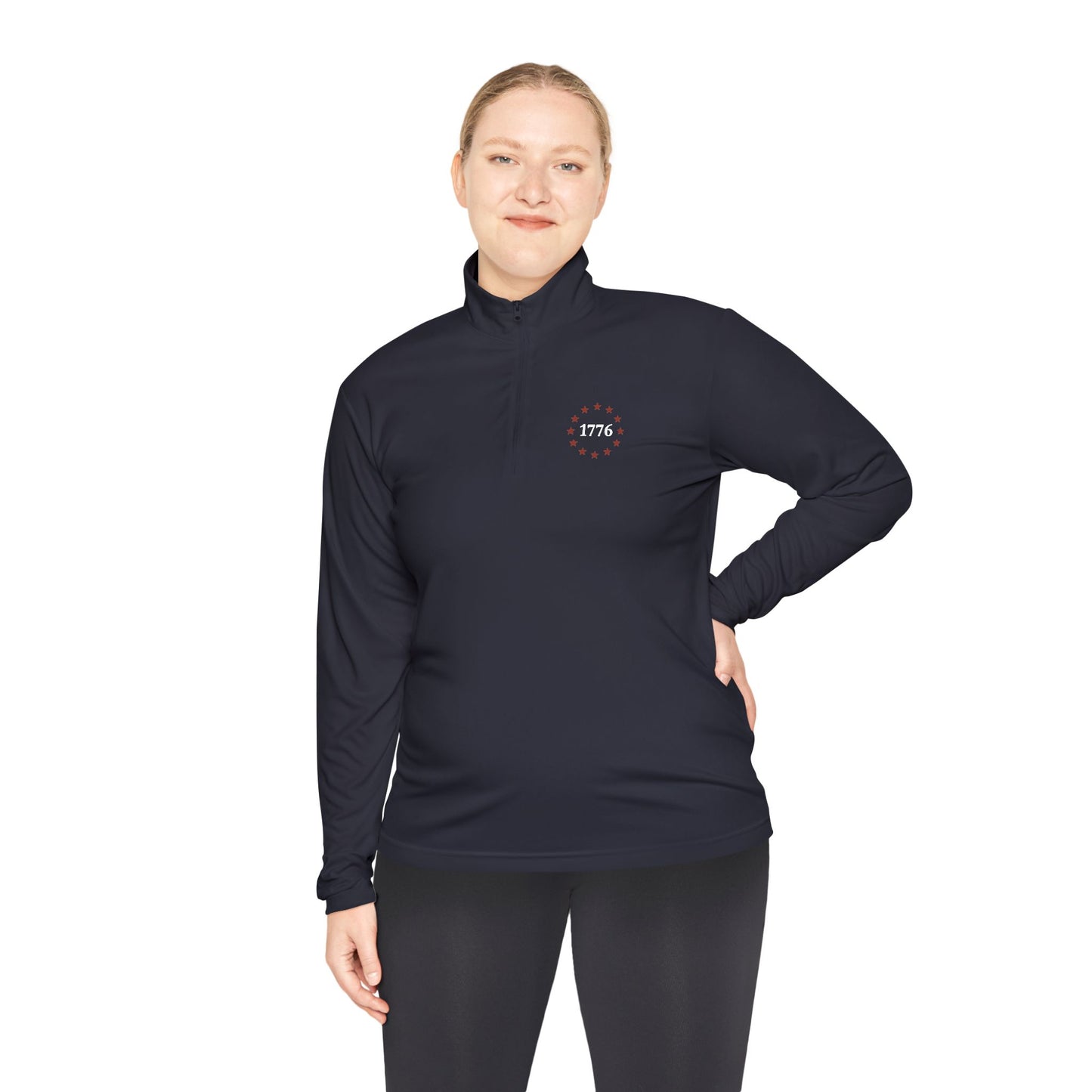 1776 One Nation Under God Patriotic Quarter-Zip. Fast Drying And Lightweight Athletic Pullover