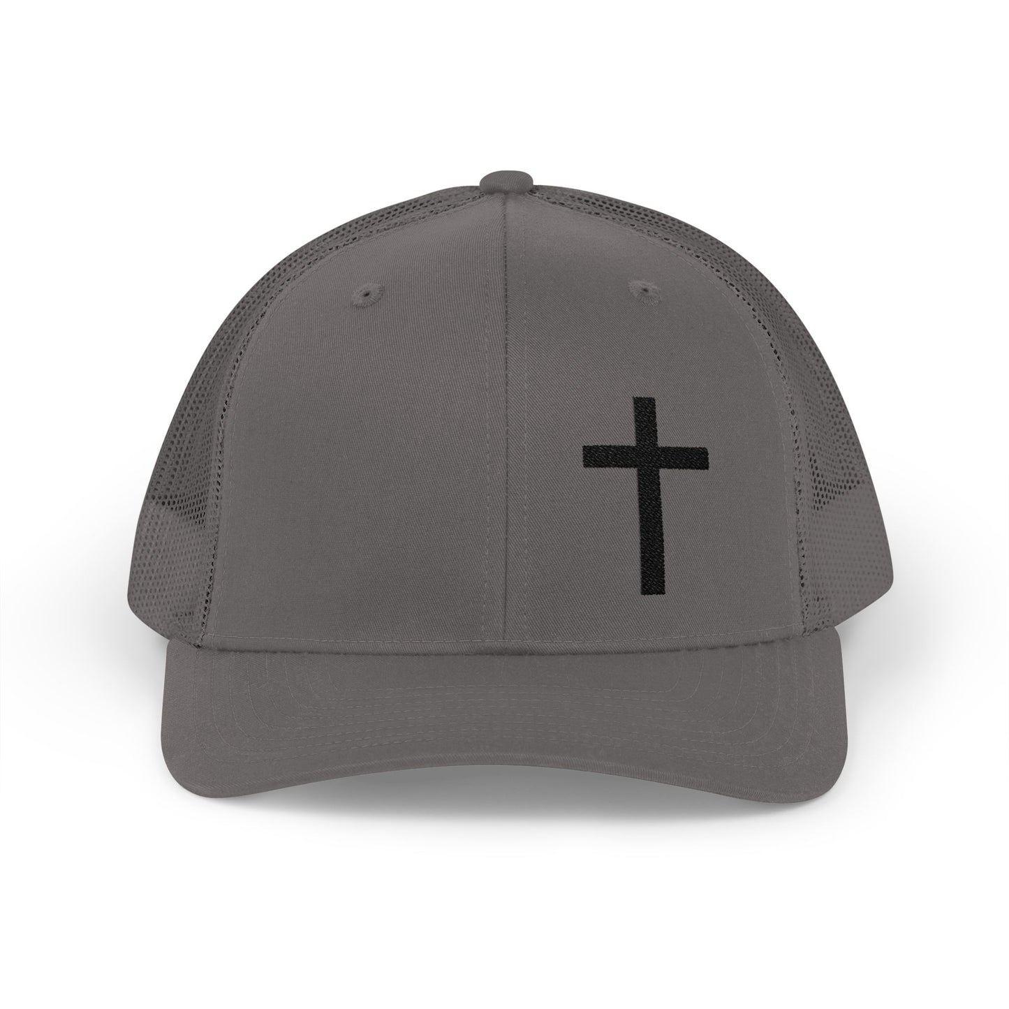 Faith-Inspired Snapback Trucker Cap with Embroidered Cross Design