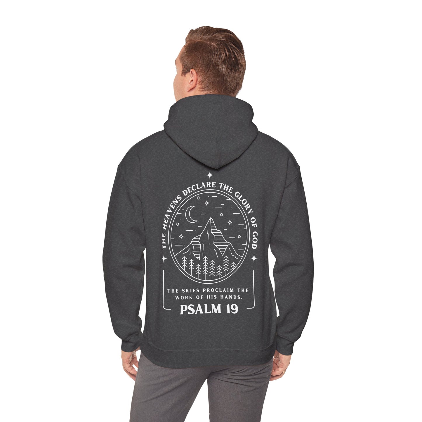Psalm 19 Cozy Bible Verse Unisex Hoodie, Faith-Based Hooded Sweatshirt, God’s Glory Design, Spiritual Apparel