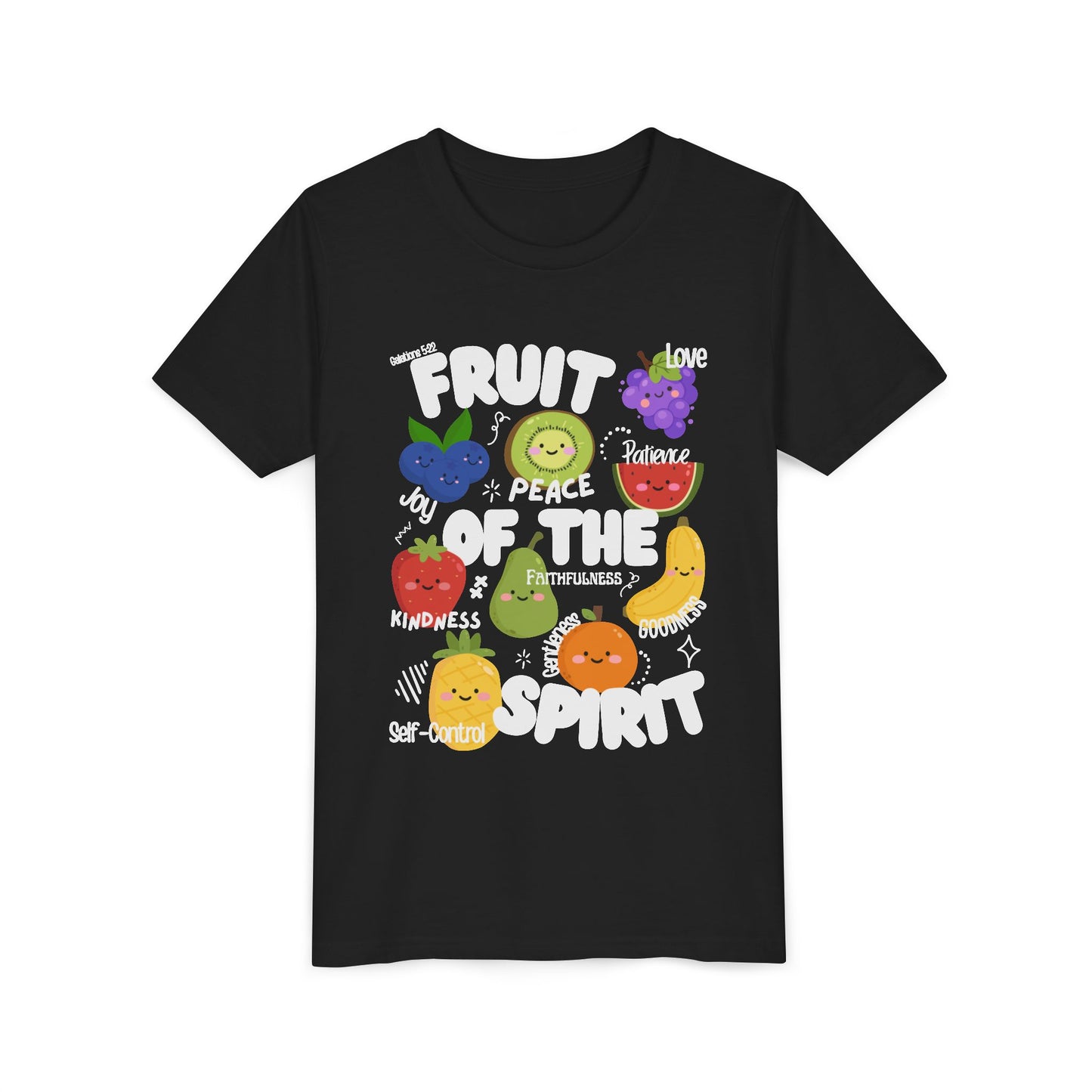 Kids Fruit of the Spirit Christian T-Shirt, Galatians 5:22-23 Youth Bible Verse Tee