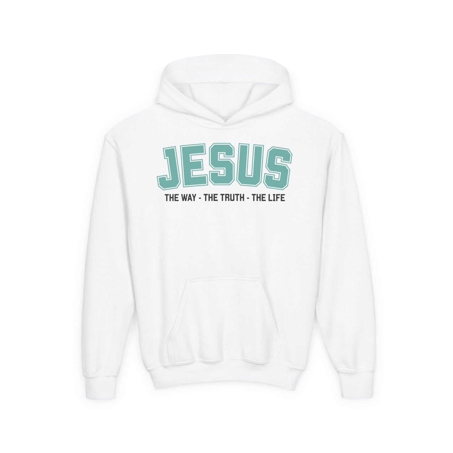 Youth Heavy Blend Hooded Sweatshirt - 'Jesus: The Way, The Truth, The Life' - Inspirational Christian Apparel, Cozy Hoodie for Kids