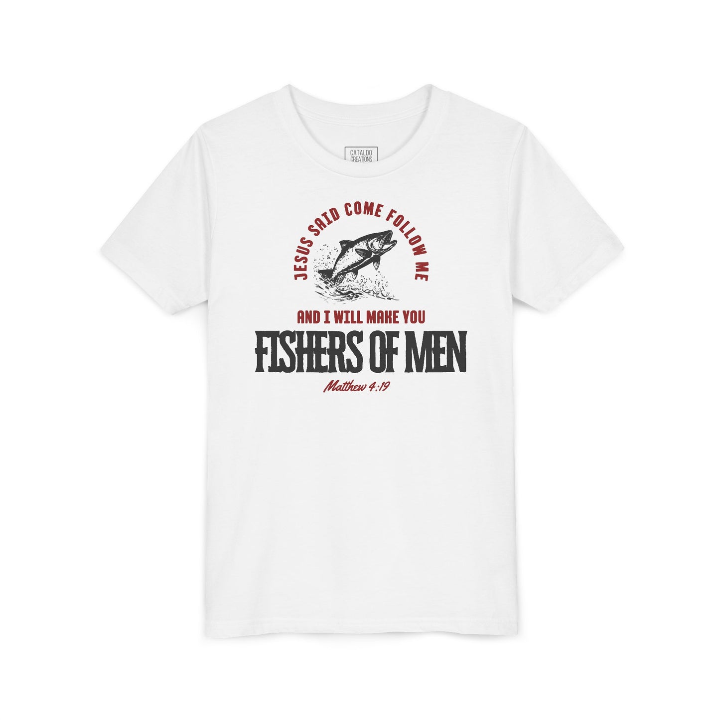 Fishers Of Men Youth Short Sleeve Scripture Tee - Inspirational Jesus Design