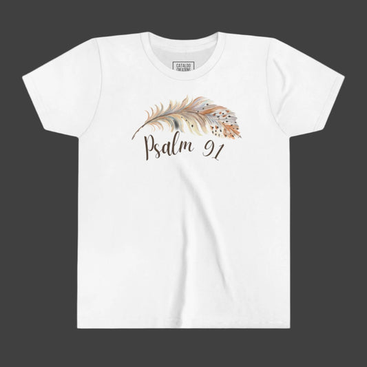 Girls Psalm 91 Bible Verse Youth Short Sleeve Tee