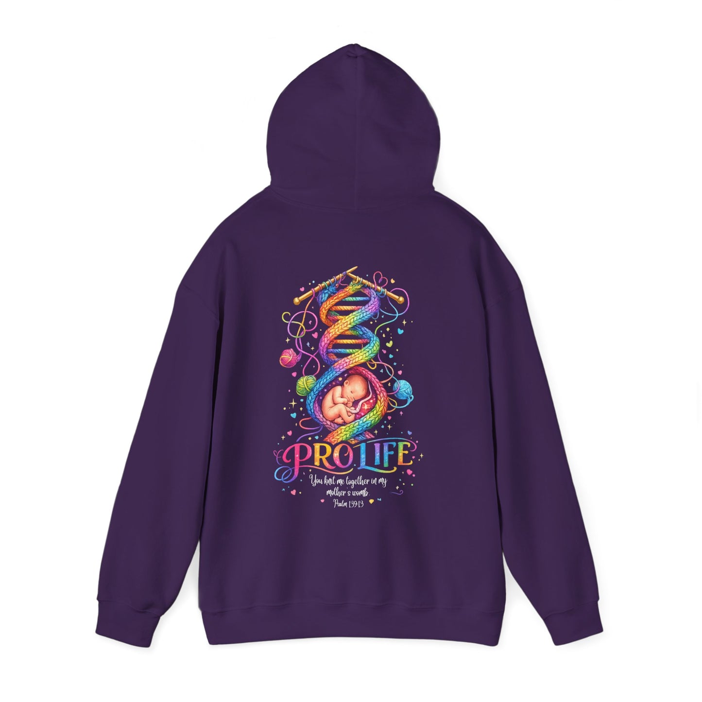 Pro-Life Christian Hoodie, Psalm 139 "You Knit Me Together" Heavy Blend Hooded Sweatshirt