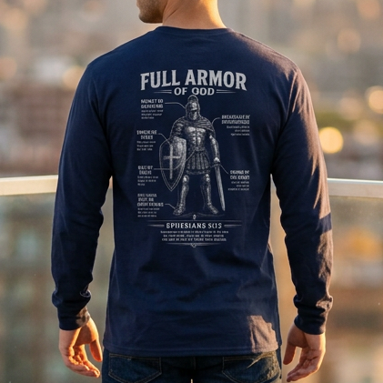 Full Armor of God Long Sleeve Tee — Christian Faith Scripture Shirt (Ephesians 6:13)