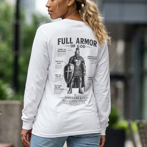 Full Armor of God Long Sleeve Tee — Christian Faith Scripture Shirt (Ephesians 6:13)