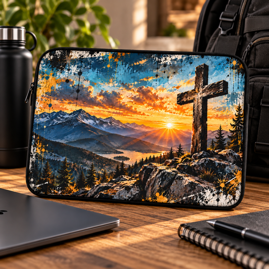 Christian Mountain Cross Laptop Sleeve – Faith-Inspired Laptop Case for Teens | 12", 13" & 15"
