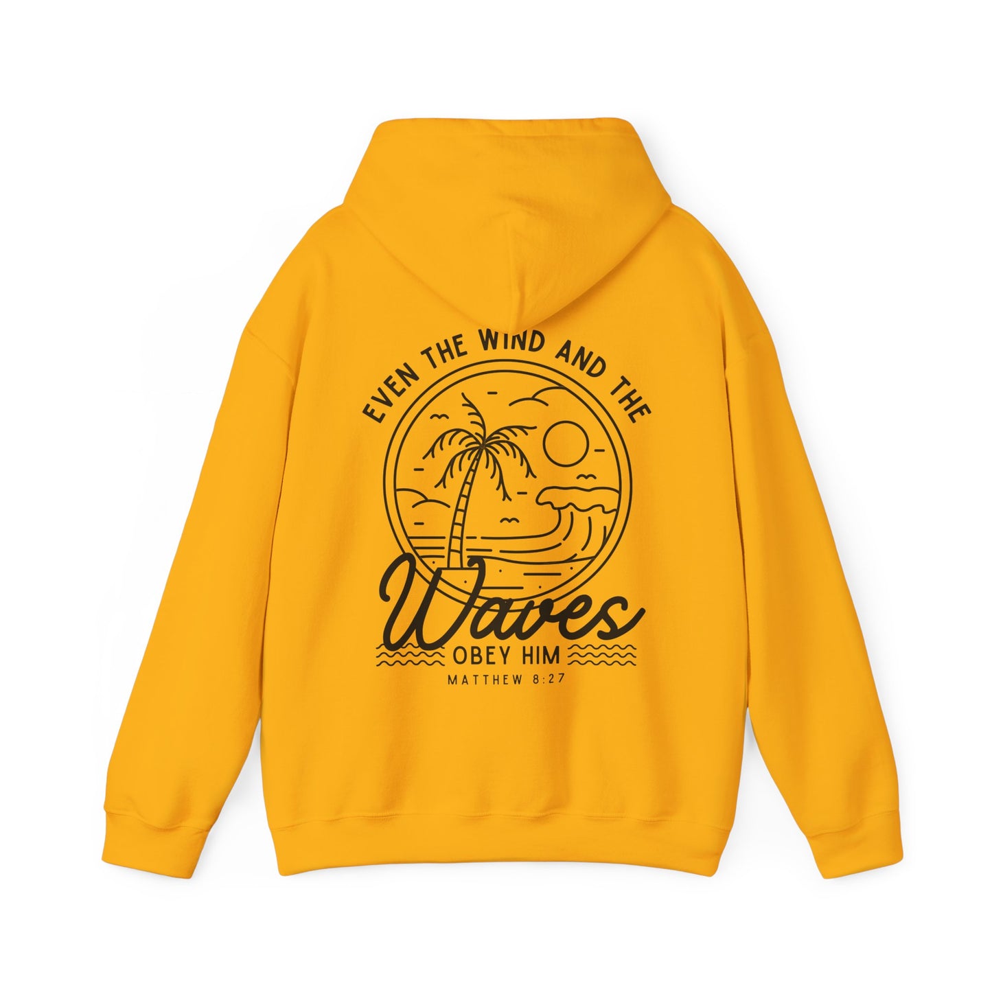'Even The Wind And The Waves Obey Him' Bible Verse Unisex Hoodie | Beach-Themed Christian Hooded Sweatshirt, Faith-Based Apparel