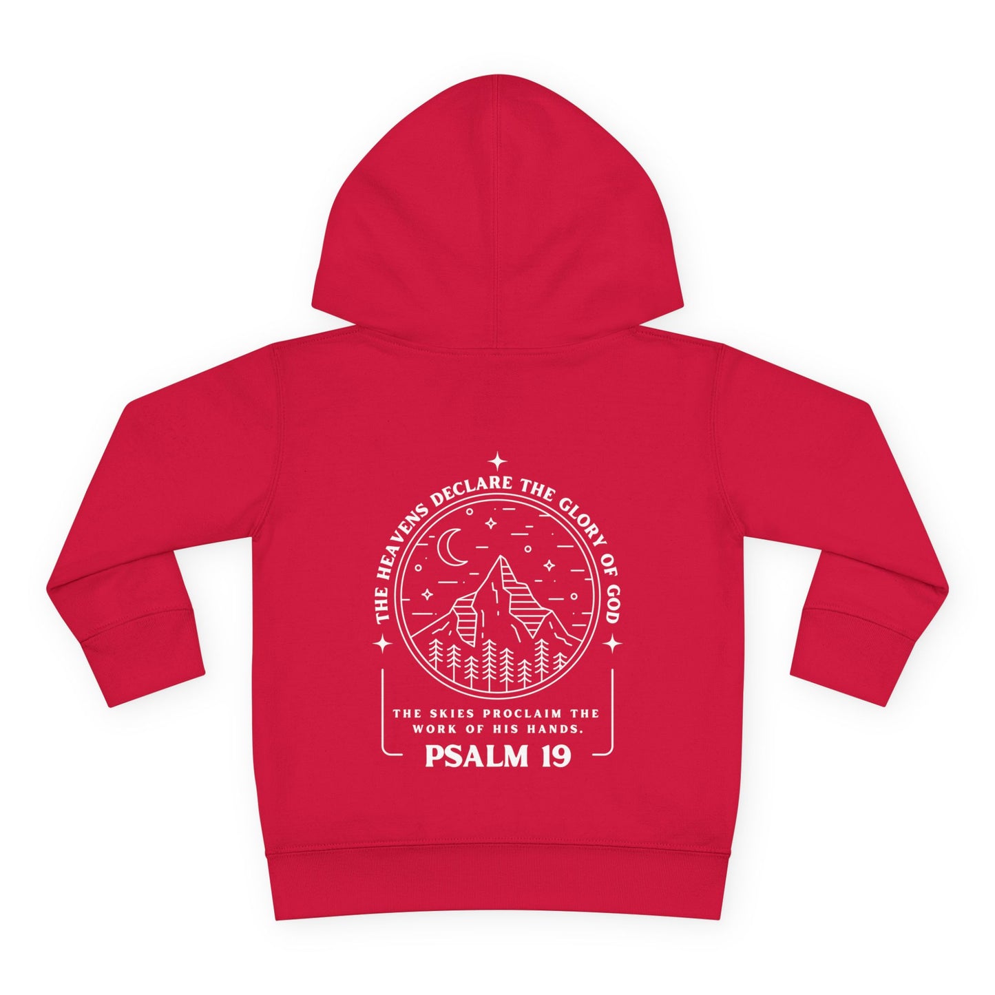 Toddler Psalm 19 'The Heavens Declare The Glory Of God' Pullover Fleece Hoodie, Christian Toddler Hooded Sweatshirt
