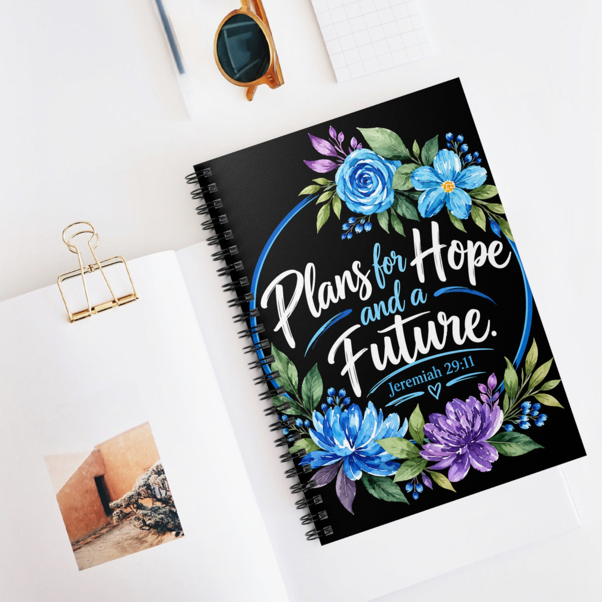 Jeremiah 29:11 Christian Spiral Notebook | Plans for Hope and a Future Floral Bible Verse Journal