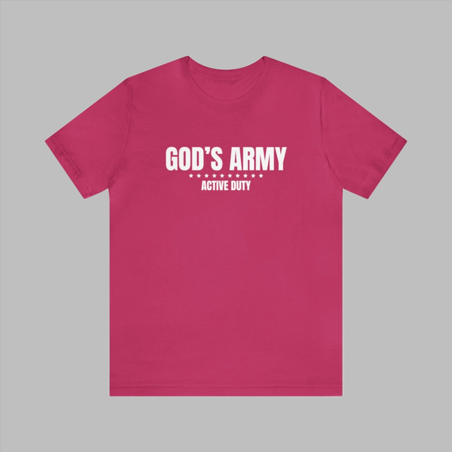 God's Army Active Duty Unisex Jersey Short Sleeve Tee. Cataldo Creations. Faith Based Apparel. Christian Clothing