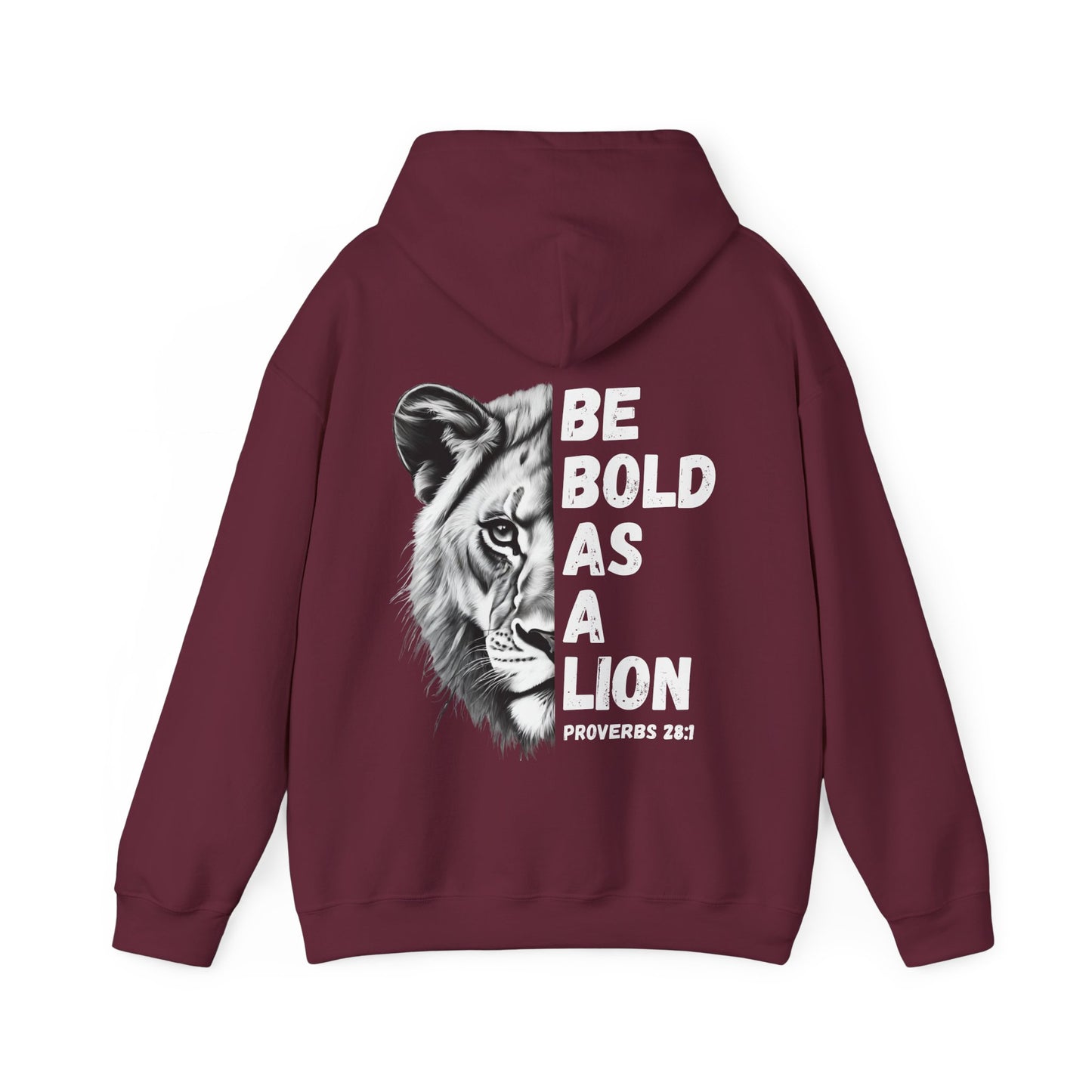 Be Bold As A Lion Christian Hoodie, Proverbs Bible Verse Hooded Sweatshirt, Lion Graphic Faith Based Sweatshirt