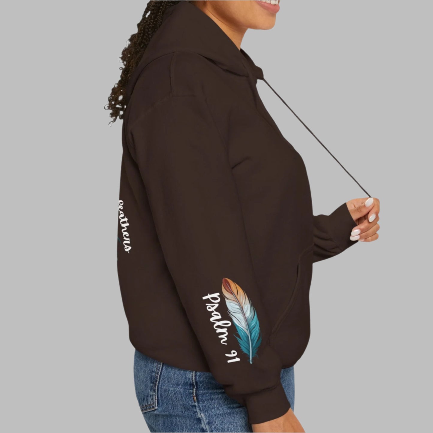 Psalm 91:4 Cover You With His Feathers Heavyweight Hooded Sweatshirt