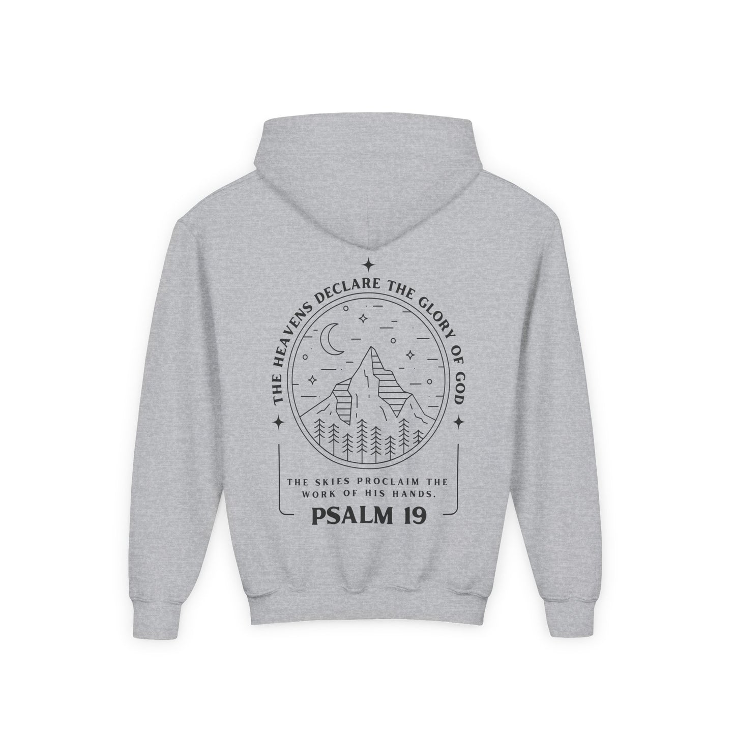 Youth Psalm 19 Hooded Sweatshirt, Cozy Kids Christian Apparel, 'The Heavens Declare The Glory Of God' Teen Bible Verse Hoodie