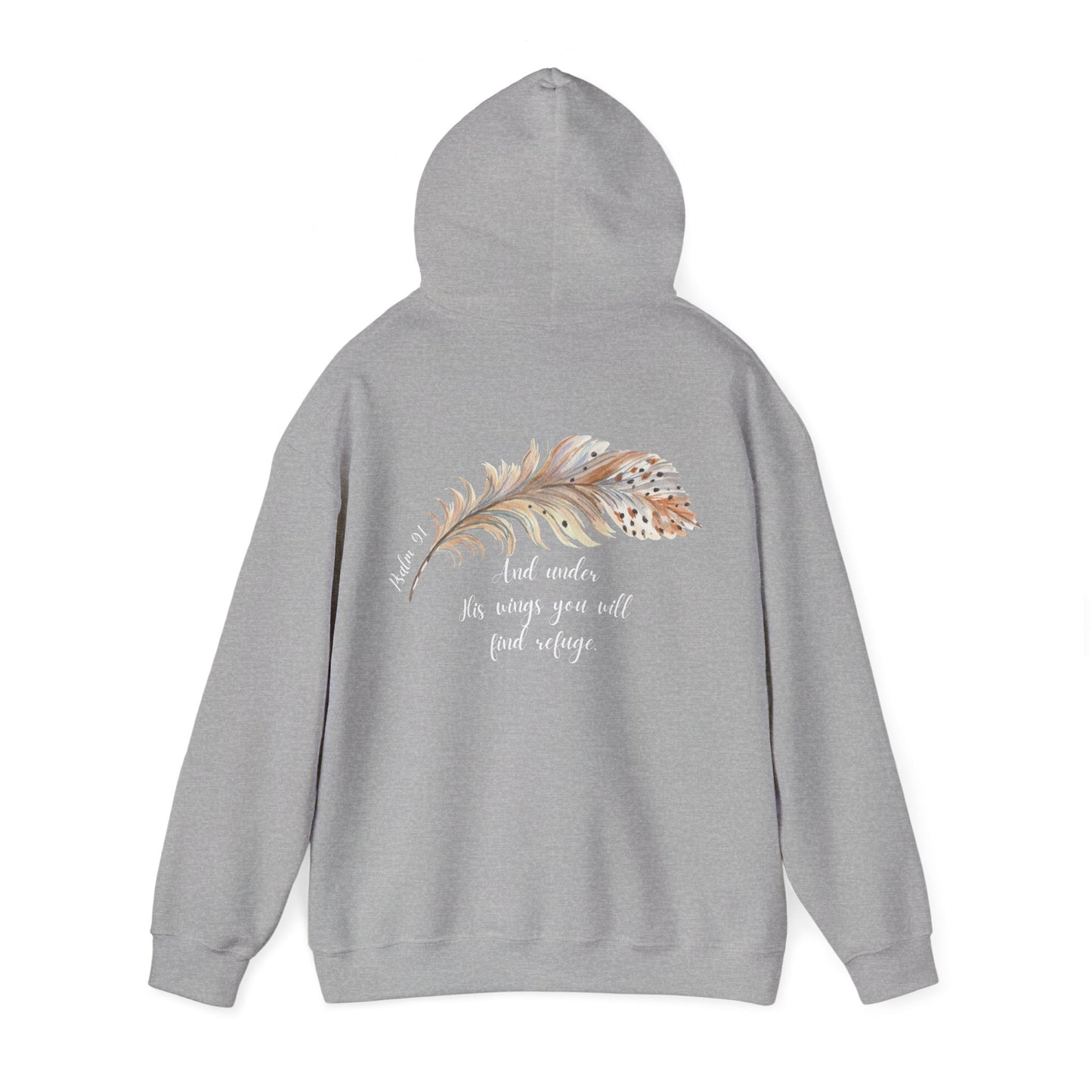 Psalm 91:4 Under His Wings You Will Find Refuge Heavyweight Sweatshirt, Feather Design For Women, Beautiful Christian Apparel