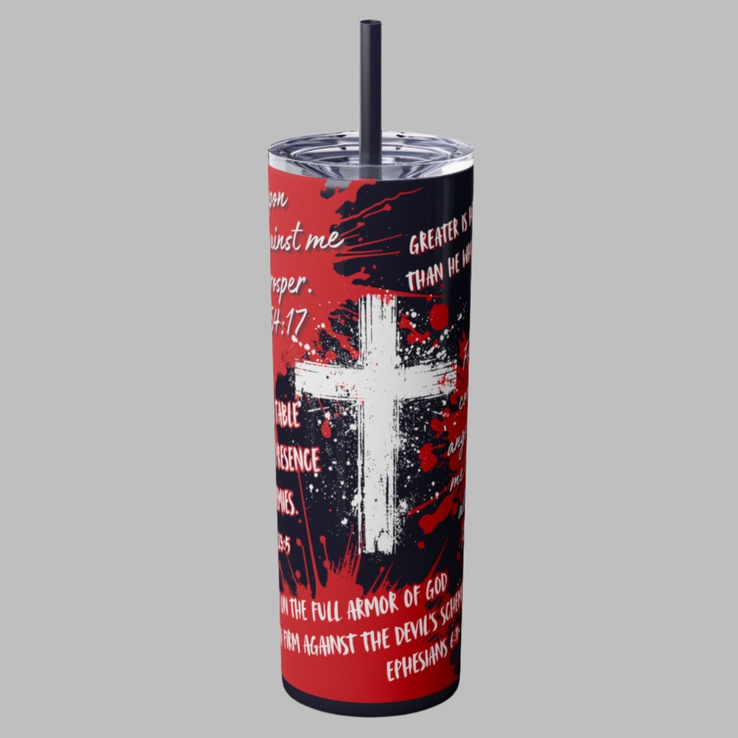 20oz Christian Tumbler With Straw. God's Protection Bible Verse Drink Cup