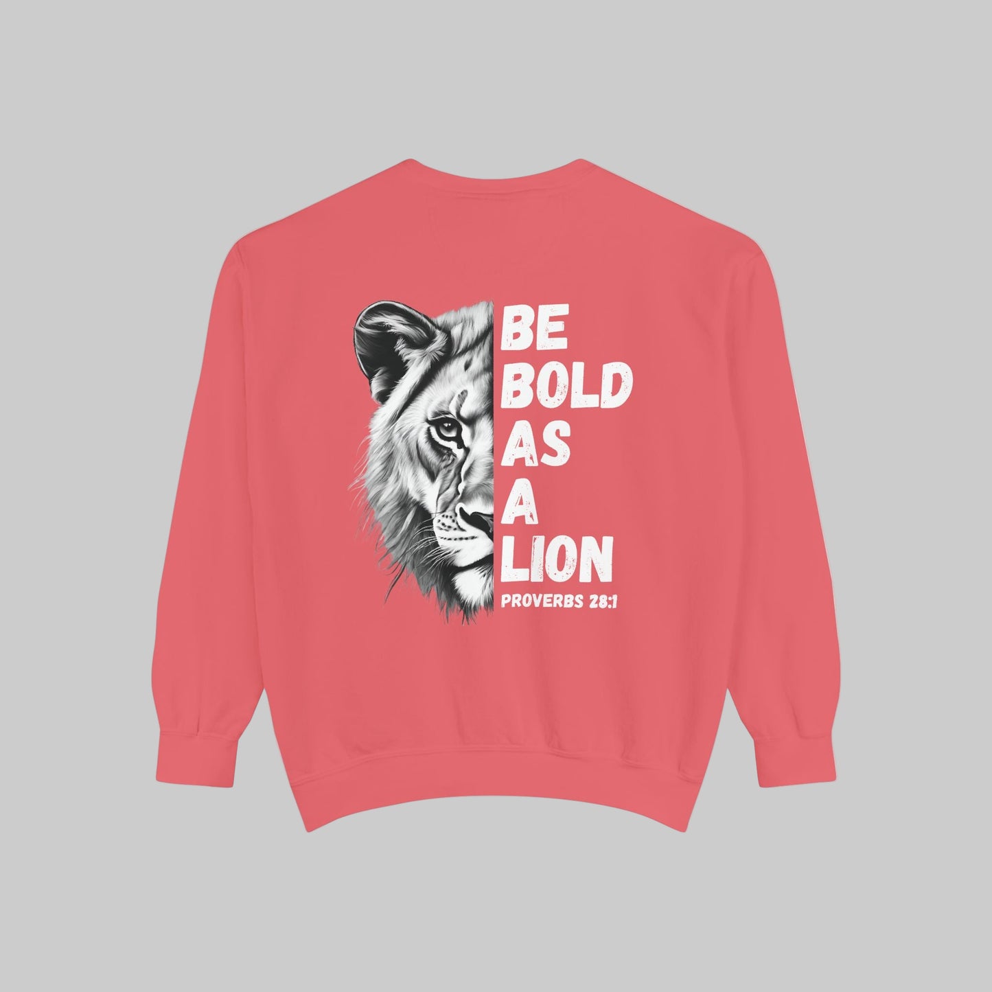 Be Bold As A Lion Christian Premium Crewneck Sweatshirt, Faith Based Proverbs Bible Verse  Sweatshirt