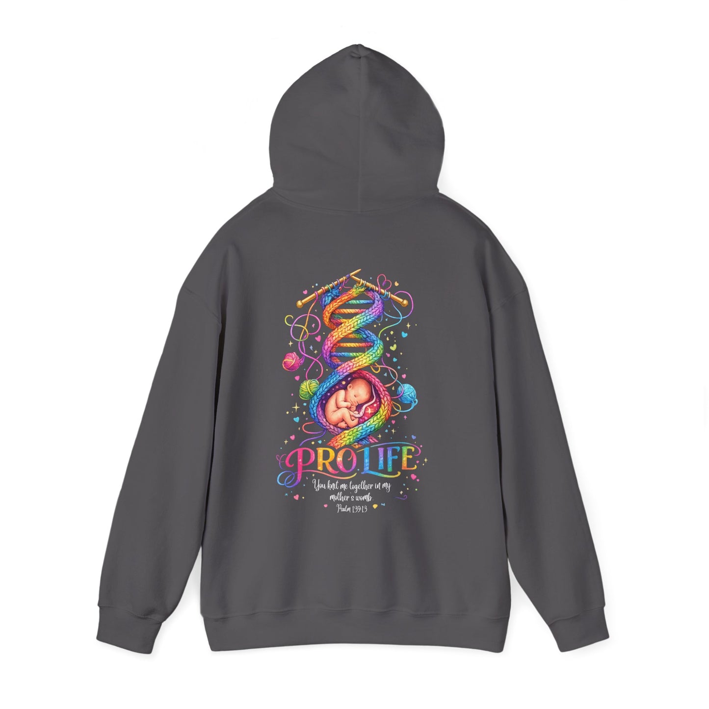 Pro-Life Christian Hoodie, Psalm 139 "You Knit Me Together" Heavy Blend Hooded Sweatshirt