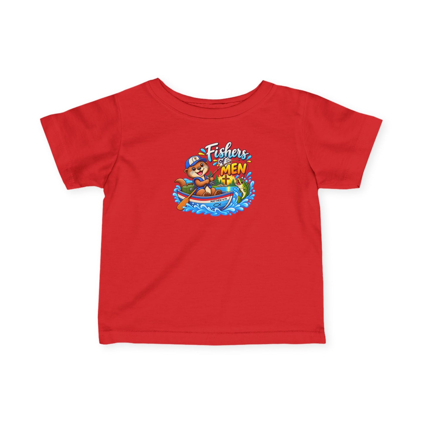 Fishers of Men Christian Infant T-Shirt – Matthew 4:19 Faith-Based Baby Tee with Cute Otter Design