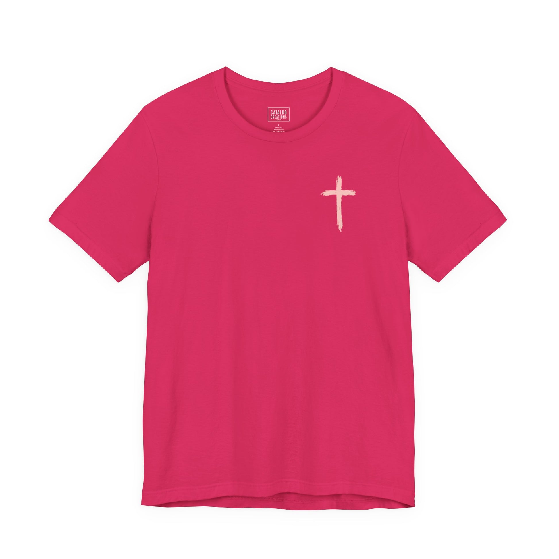Unisex jersey short sleeve tee featuring floral design with Bible verse Luke 12:27 Christian inspirational shirt