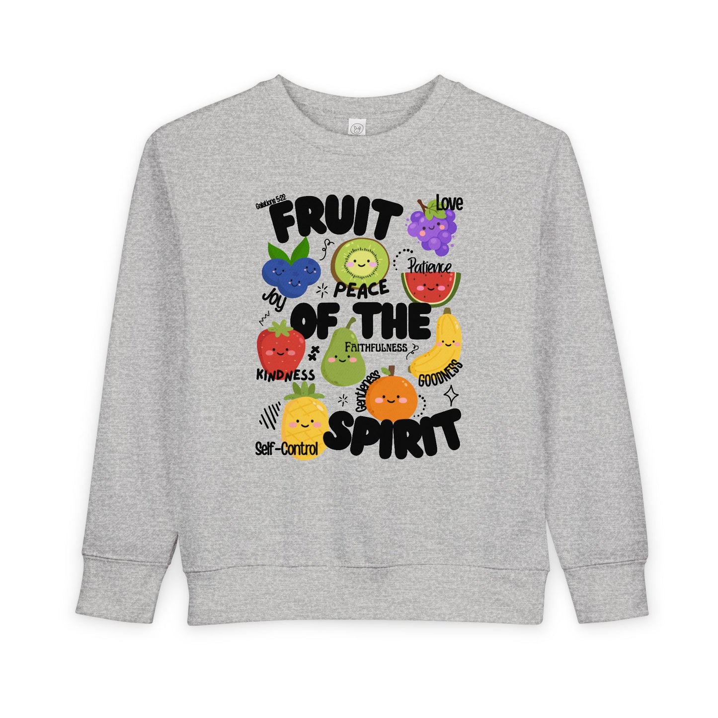 Toddler Fruit of the Spirit Christian Sweatshirt | Galatians 5:22–23 Bible Verse Crewneck