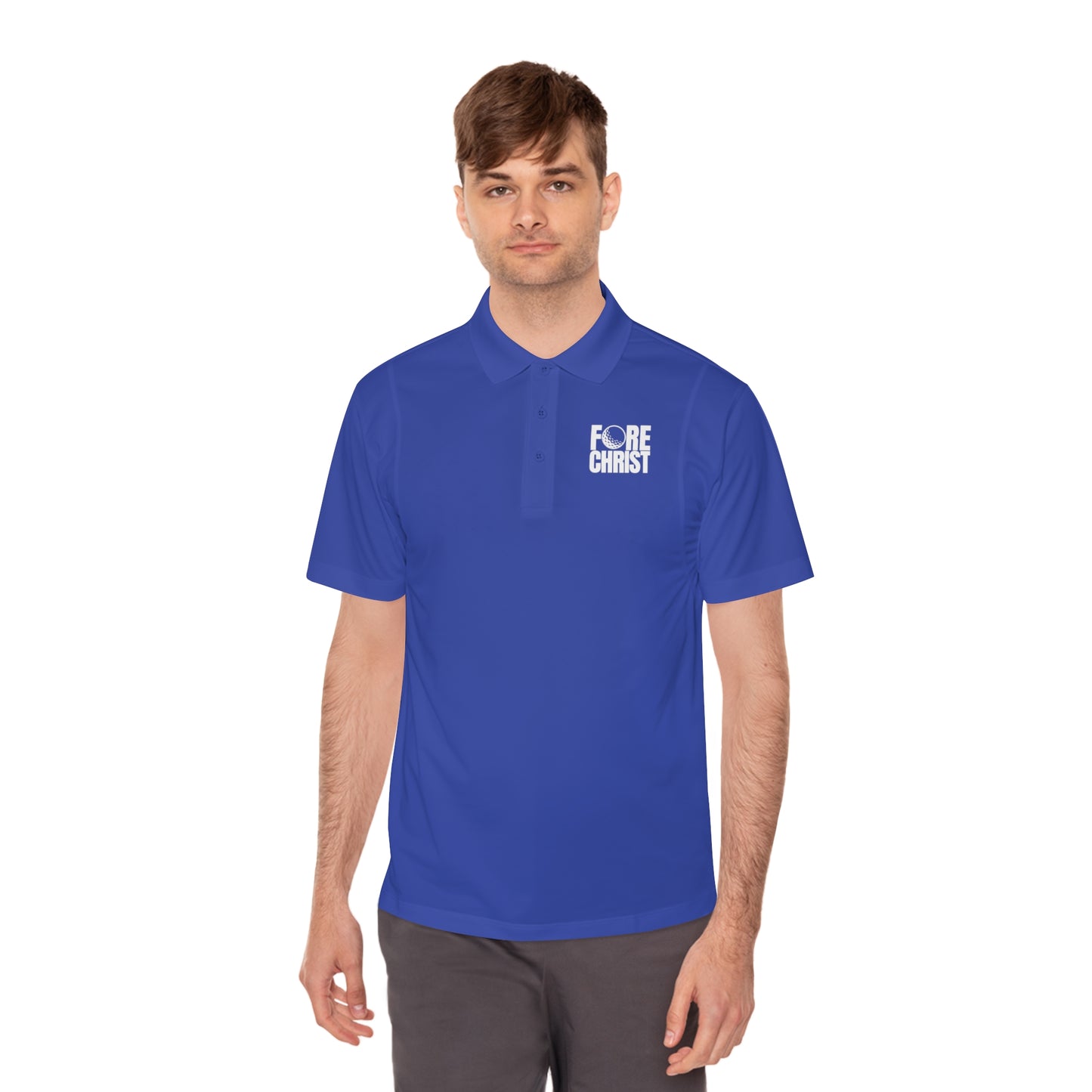 Men's 'Fore Christ' Sport Polo Shirt, Faith-Inspired Activewear, Christian Polo for Golf & Casual Outings, Men's Casual Wear
