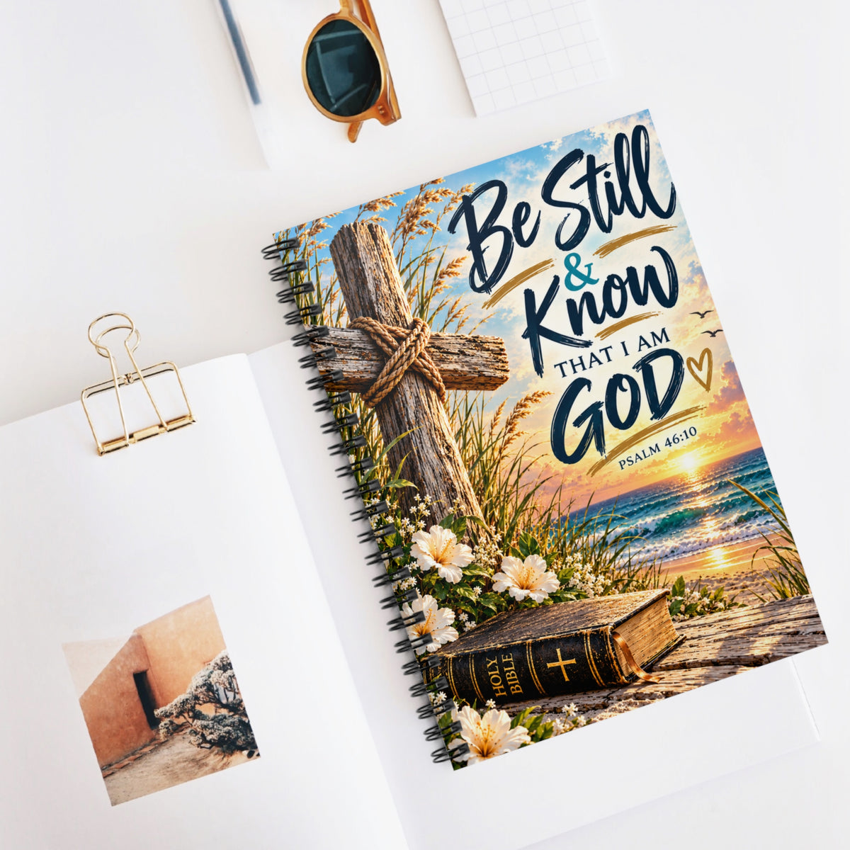 Be Still and Know That I Am God Christian Spiral Notebook | Psalm 46:10 Faith Journal
