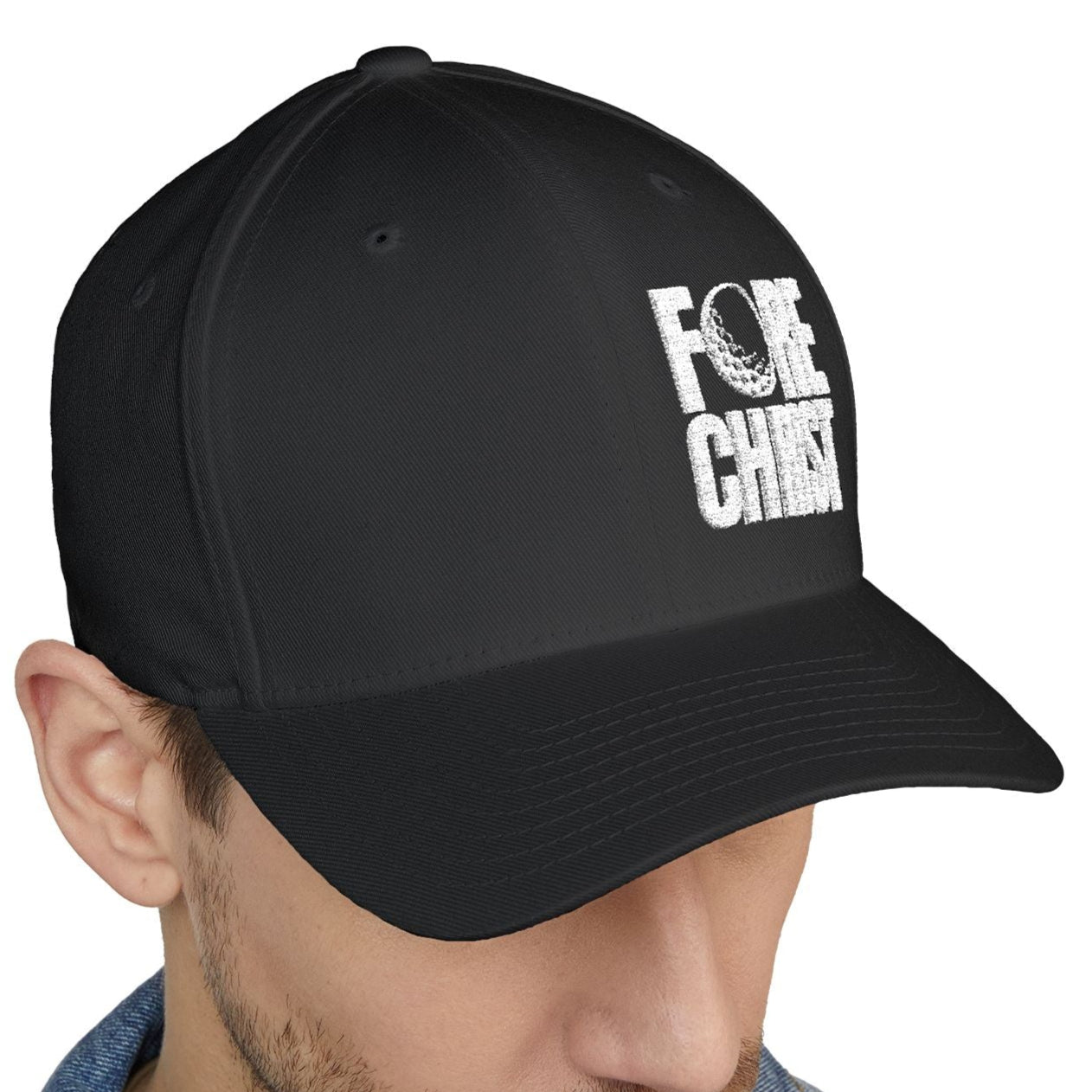 Fore Christ Embroidered Golf Hat - Faith-Inspired Closed-Back Hat For Golfers