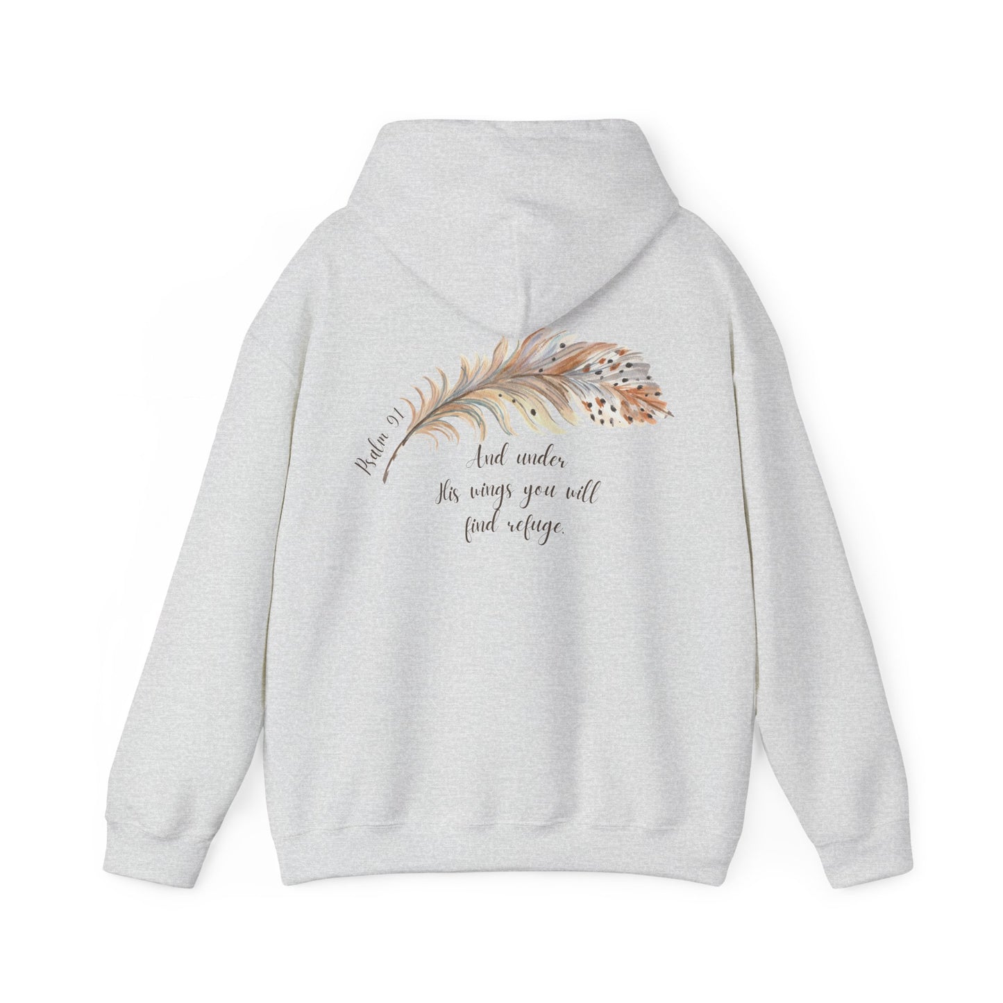 Psalm 91:4 Under His Wings You Will Find Refuge Heavyweight Sweatshirt, Feather Design For Women, Beautiful Christian Apparel