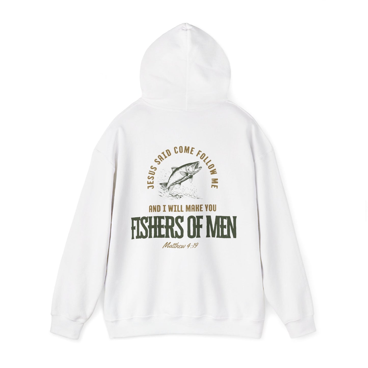 Fishers Of Men Scripture Hooded Sweatshirt, Heavyweight Jesus Inspired Bible Verse Hoodie