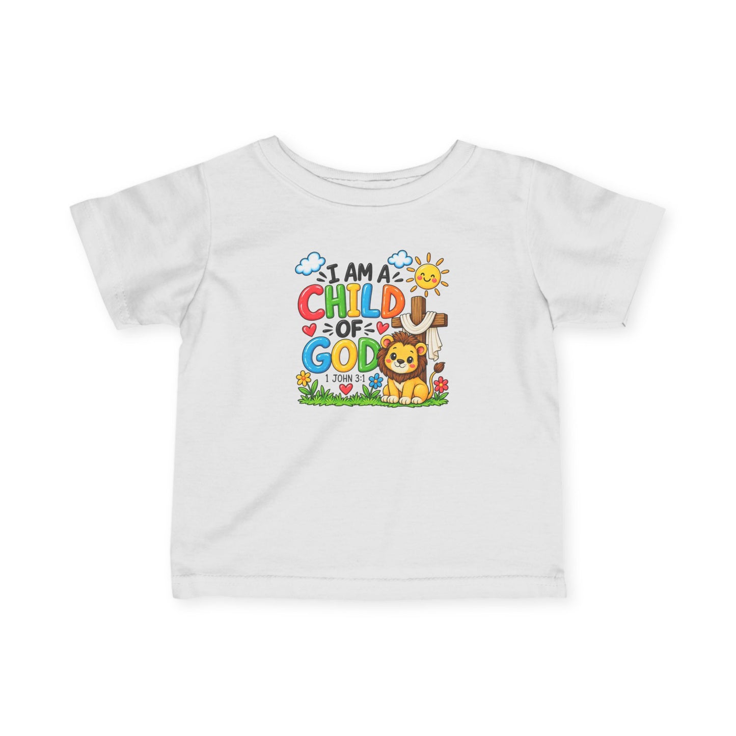 I Am A Child of God Infant Christian T-Shirt | 1 John 3:1 Bible Verse Baby Tee | Faith-Based Baby Top