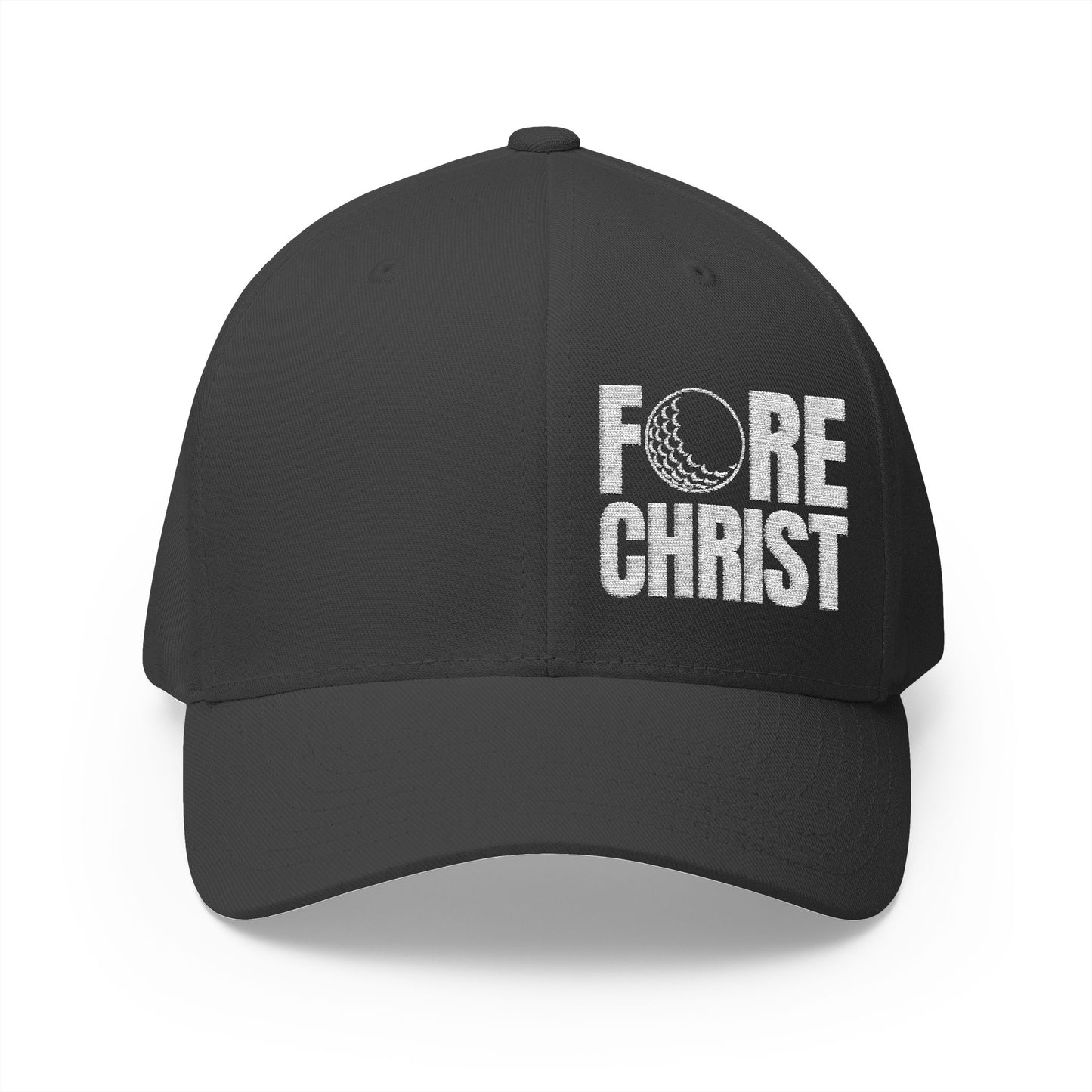 Fore Christ Embroidered Golf Hat - Fitted Hat for Christian Golfers