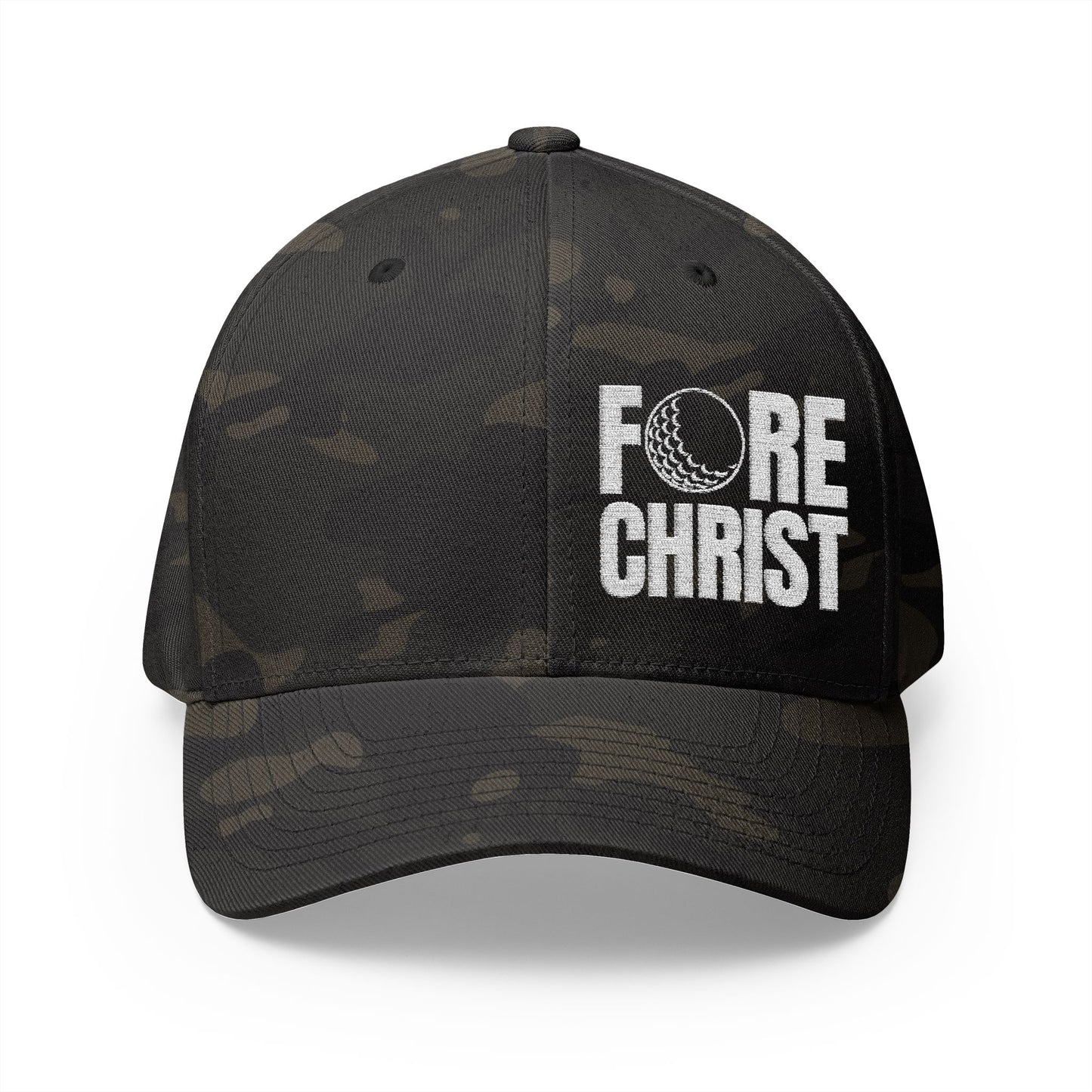 Fore Christ Embroidered Golf Hat - Fitted Hat for Christian Golfers