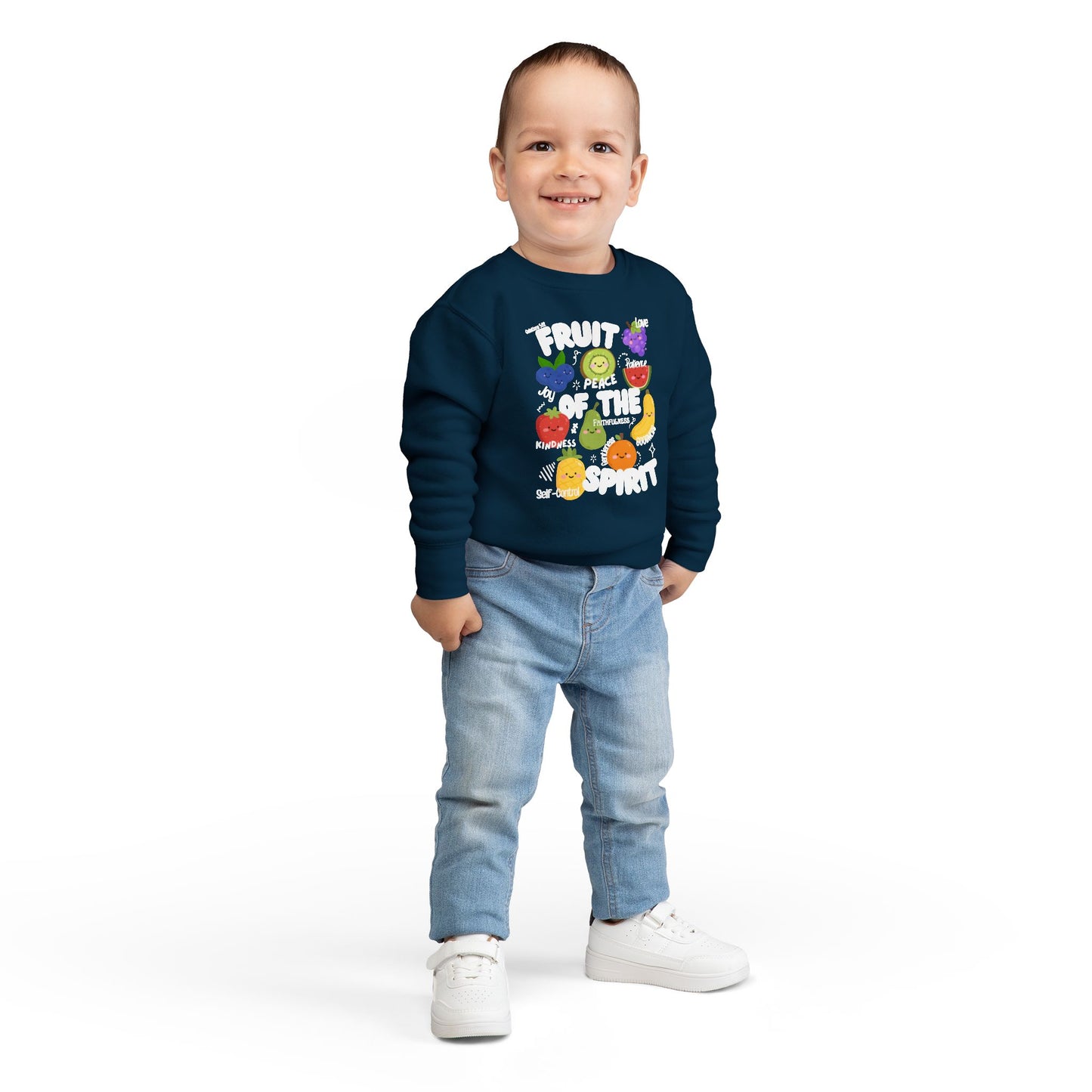 Toddler Fruit of the Spirit Christian Sweatshirt | Galatians 5:22–23 Bible Verse Crewneck