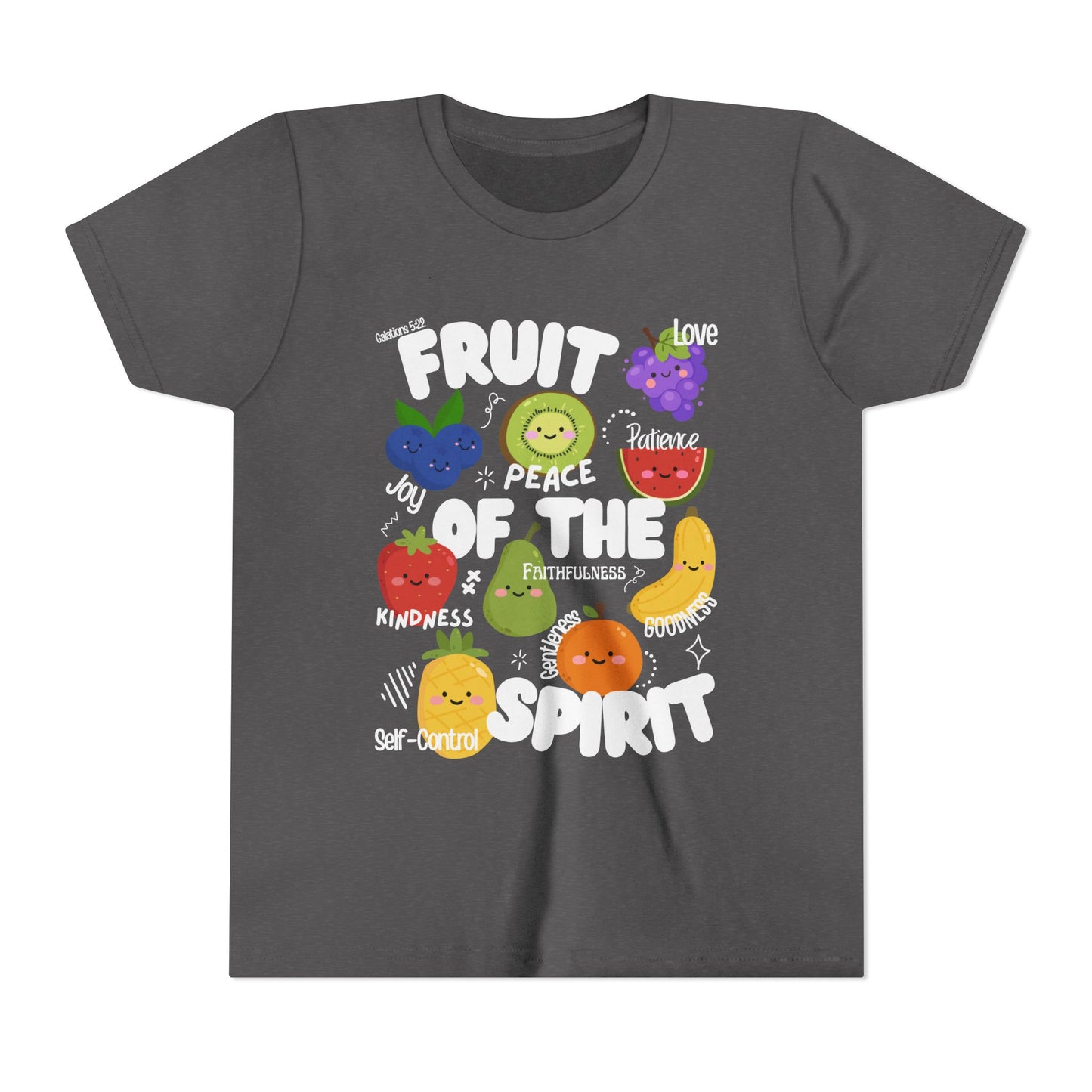 Kids Fruit of the Spirit Christian T-Shirt, Galatians 5:22-23 Youth Bible Verse Tee