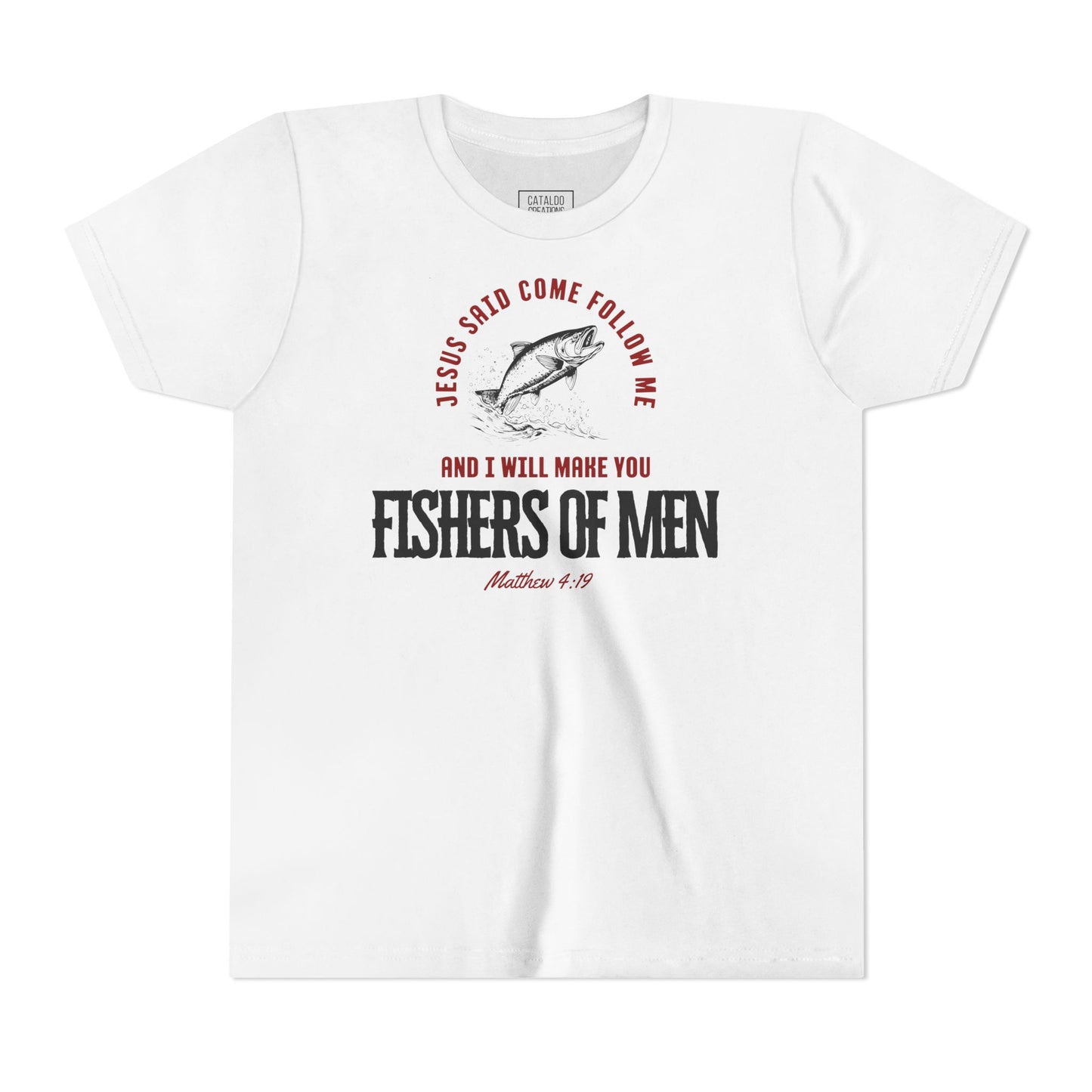 Fishers Of Men Youth Short Sleeve Scripture Tee - Inspirational Jesus Design
