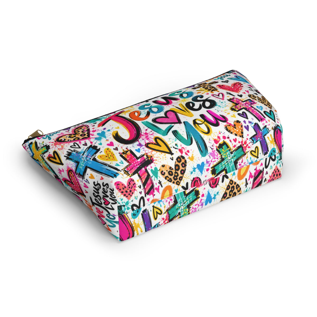 Jesus Loves You Makeup Bag – Colorful Christian Accessory Pouch | Small & Large