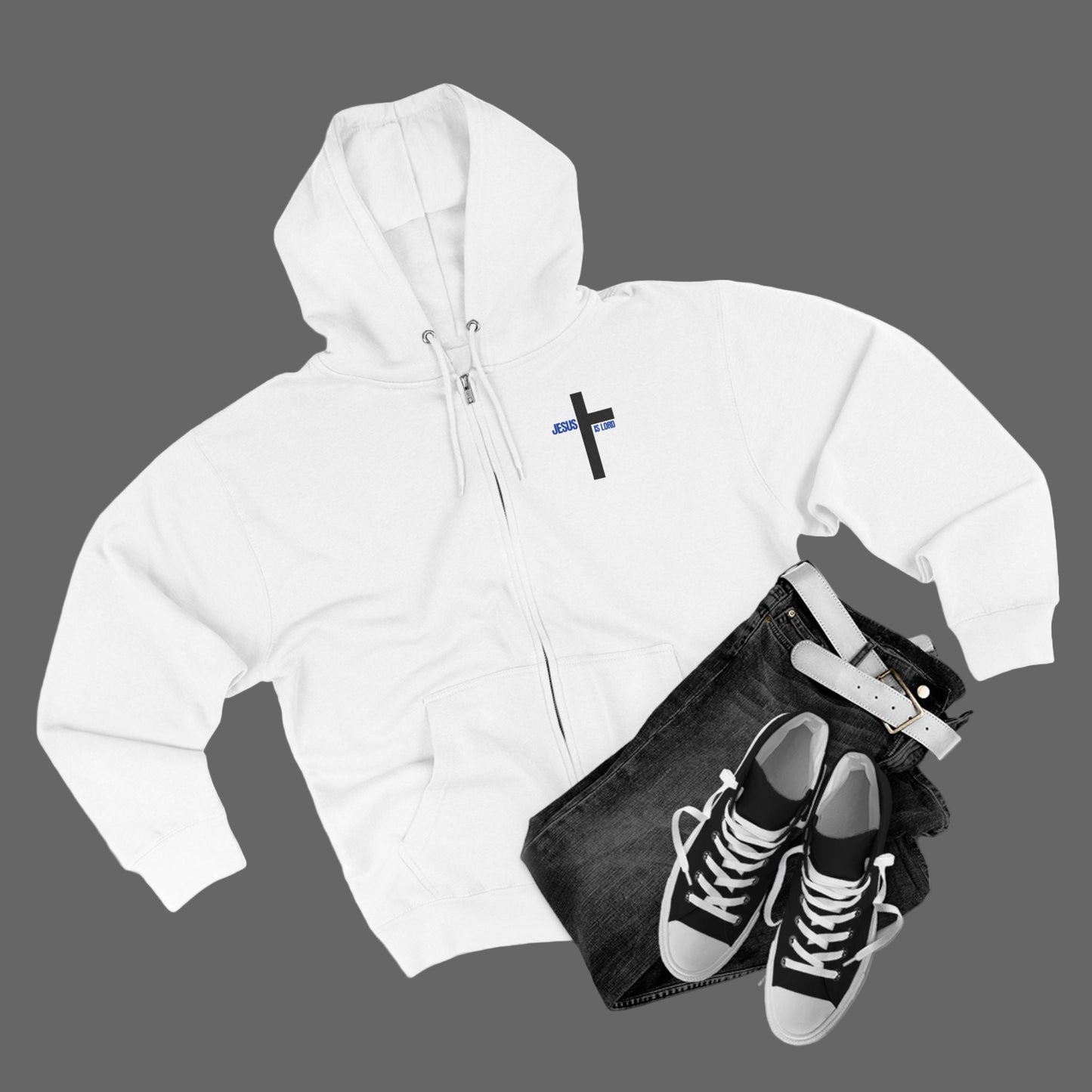 Every Knee Will Bow And Every Tongue Confess Jesus Is Lord Faith-Inspired Full Zip Hoodie | Inspirational Apparel, Christian Gift