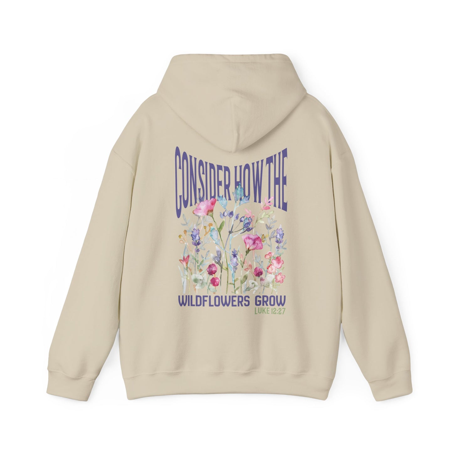 Consider How the Wildflowers Grow Bible Verse Hoodie, Christian Floral Hooded Sweatshirt