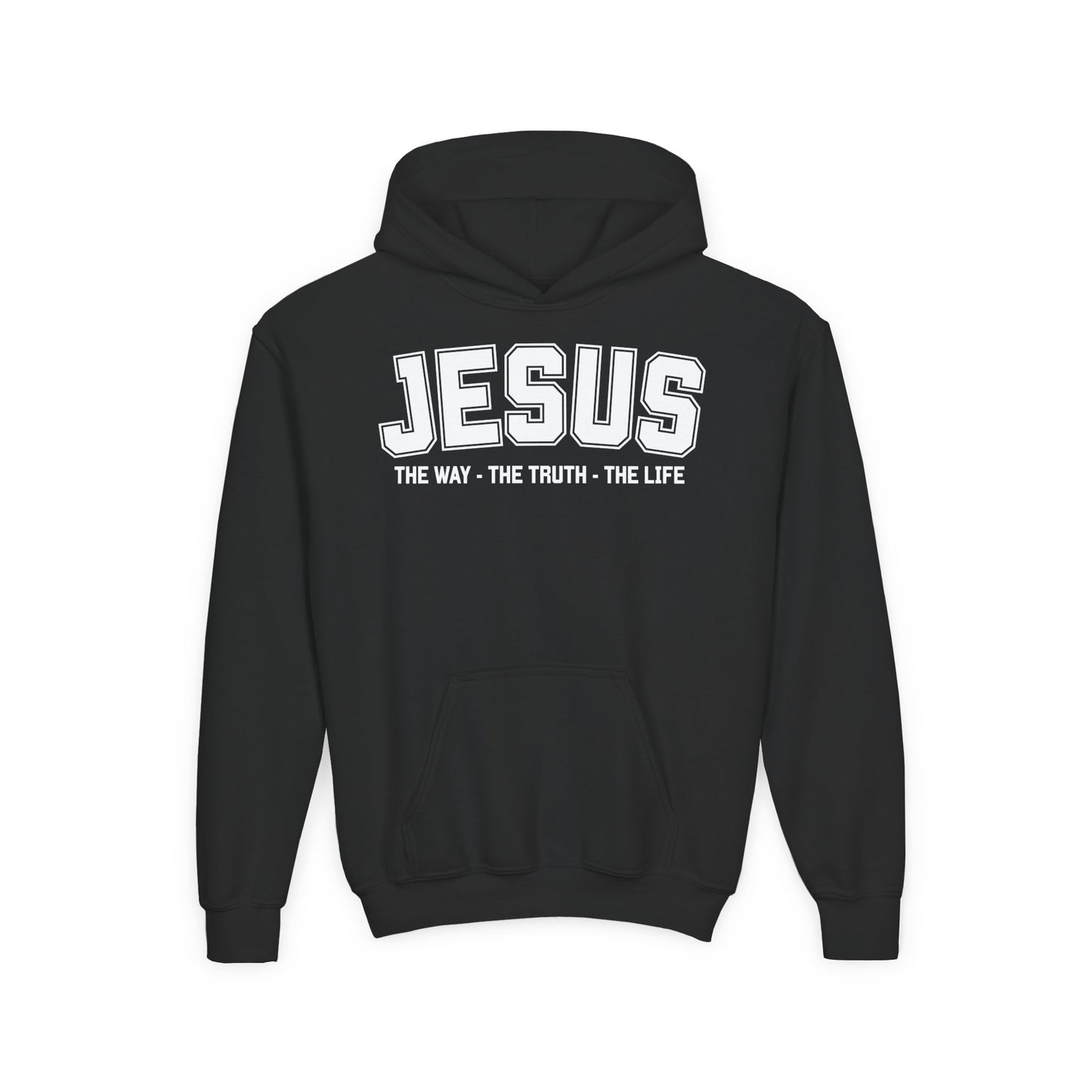 Youth Heavy Blend Hooded Sweatshirt - 'Jesus: The Way, The Truth, The Life' - Inspirational Christian Apparel, Cozy Hoodie for Kids