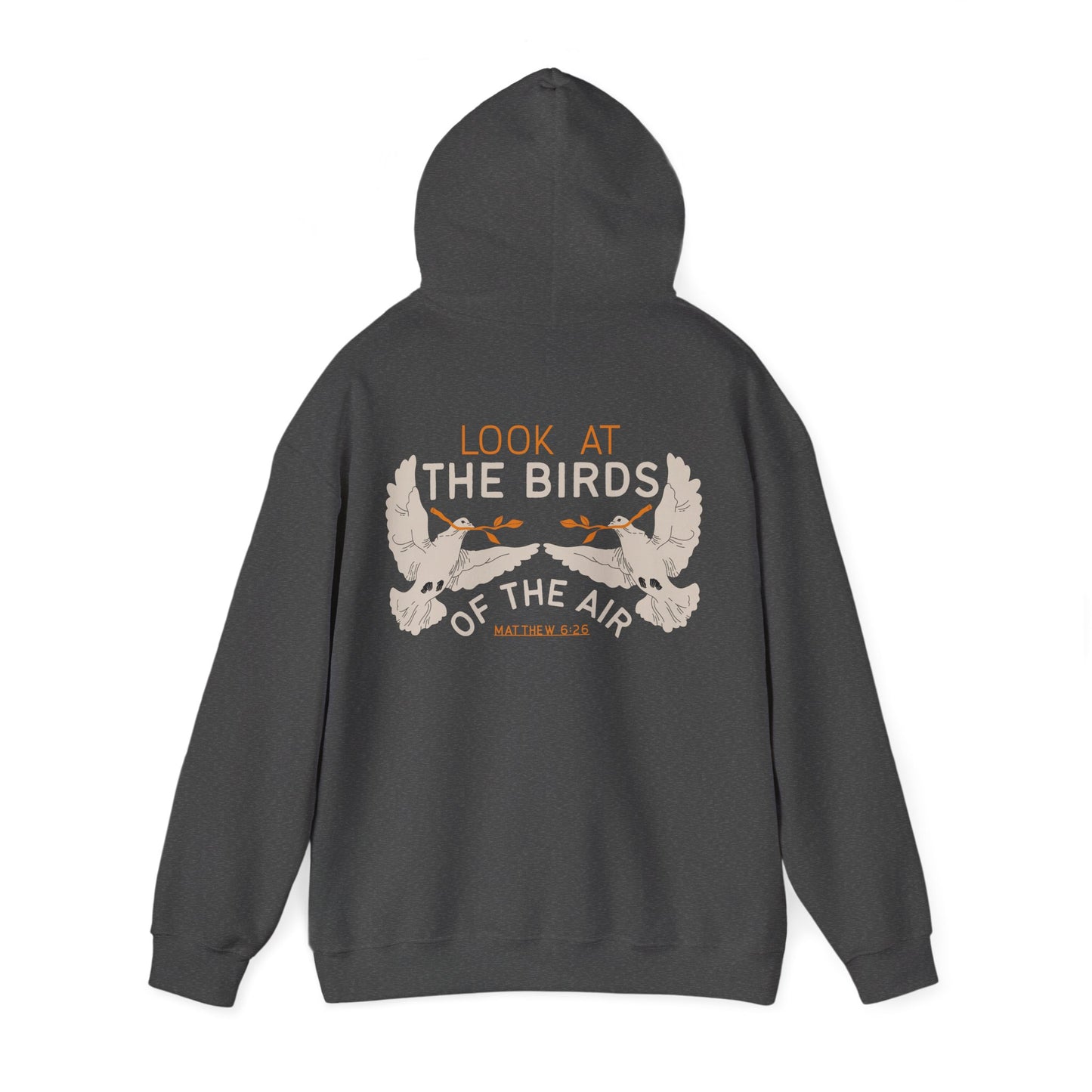 Look At The Birds of the Air Hoodie — Cross Hooded Sweatshirt, Christian Graphic Pullover