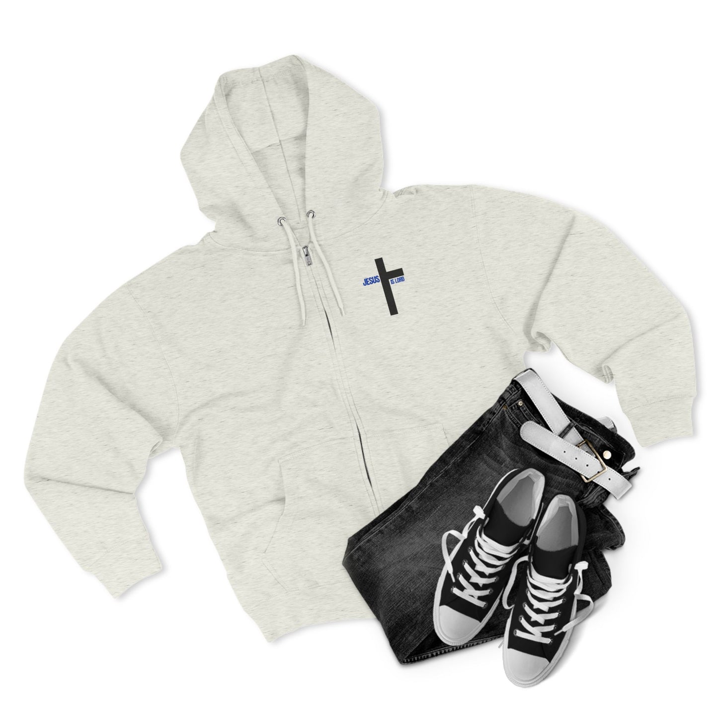 Every Knee Will Bow And Every Tongue Confess Jesus Is Lord Faith-Inspired Full Zip Hoodie | Inspirational Apparel, Christian Gift