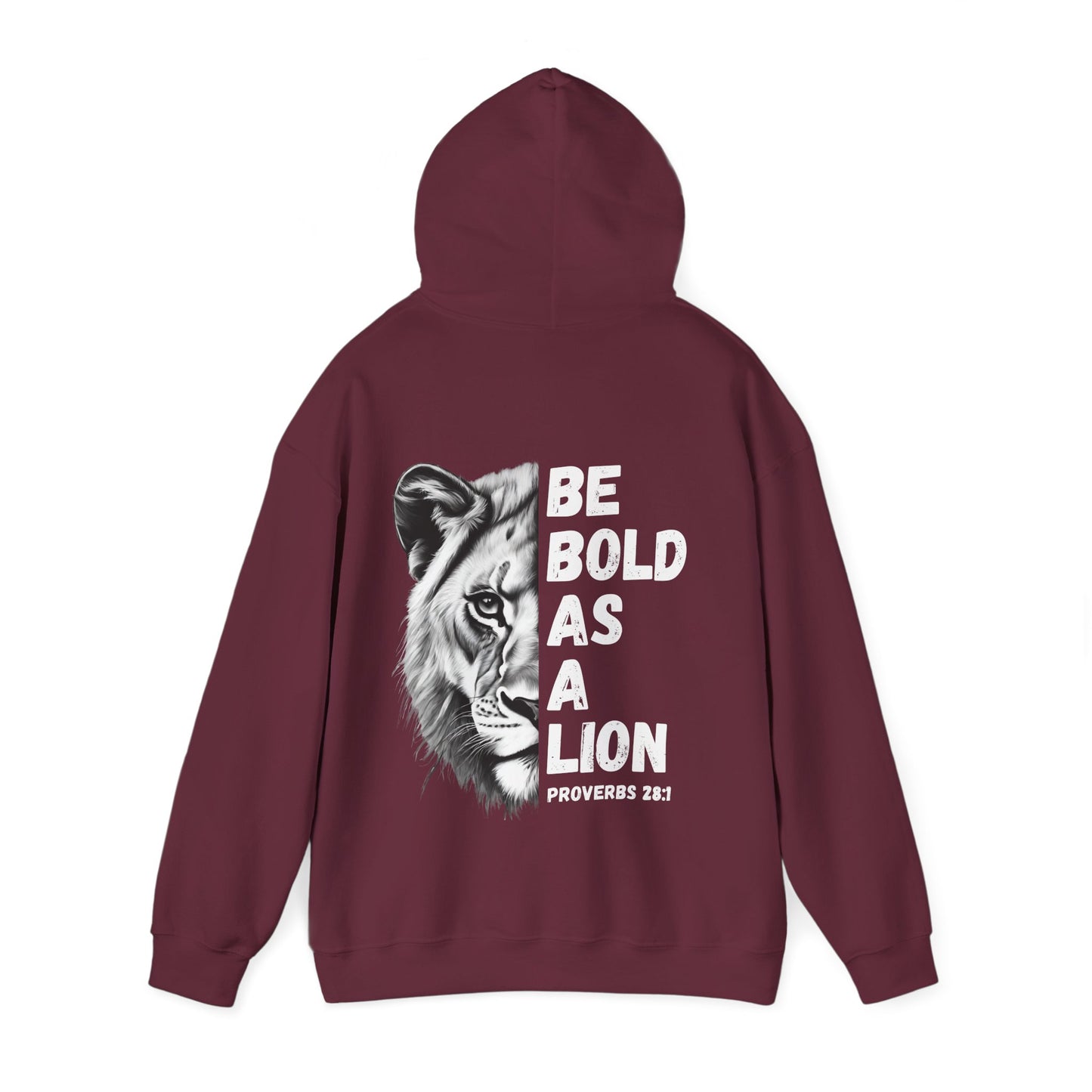 Be Bold As A Lion Christian Hoodie, Proverbs Bible Verse Hooded Sweatshirt, Lion Graphic Faith Based Sweatshirt
