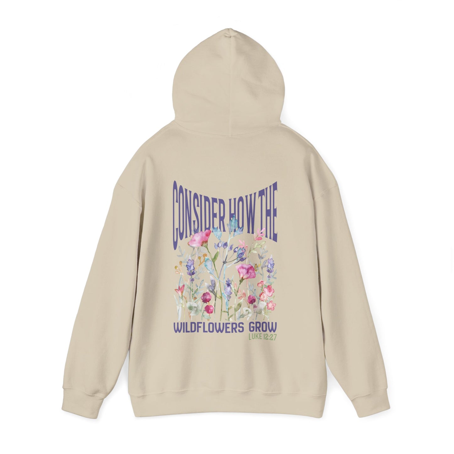 Consider How the Wildflowers Grow Bible Verse Hoodie, Christian Floral Hooded Sweatshirt